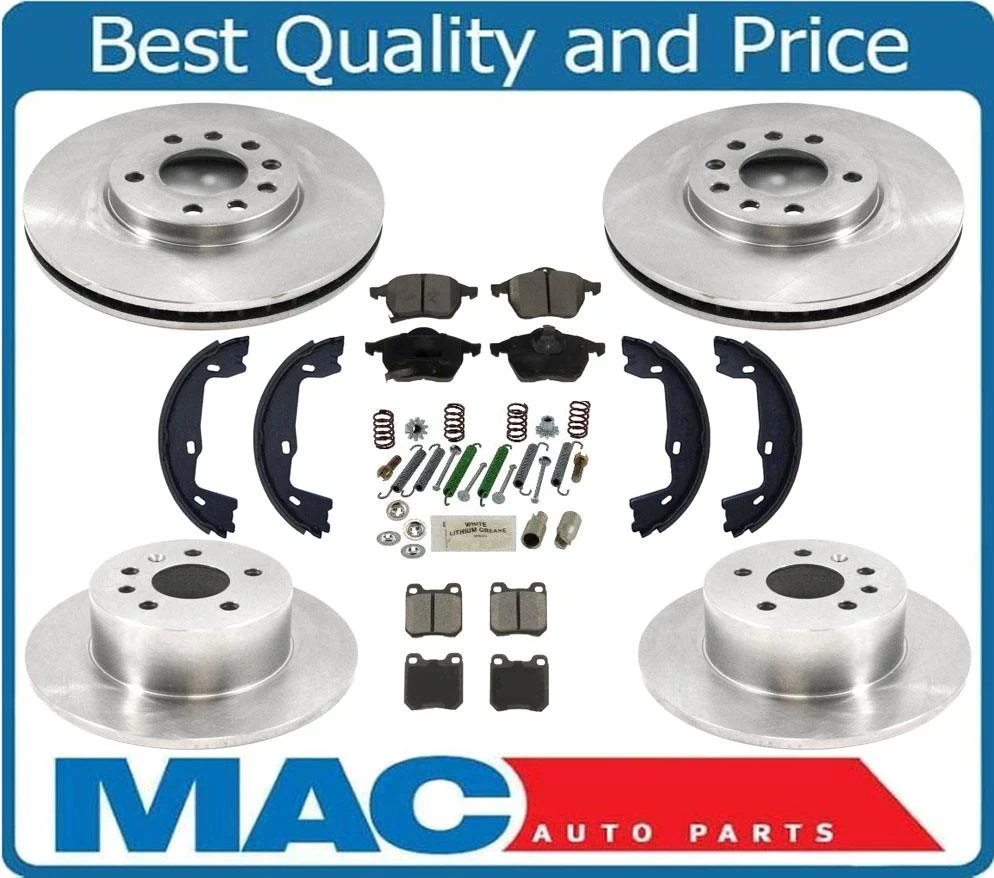 for 00-05 Saturn L100 200 300 LW Frt & Rr Rotors & Pads W/ Parking Brake Shoes