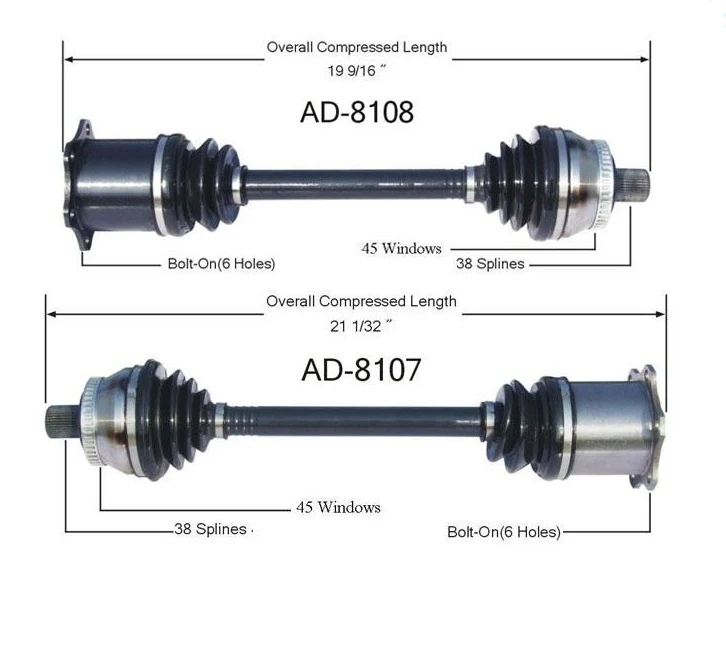 For 01-2005 Allroad Quattro With Automatic Transmission (2) Front CV Axle Shafts