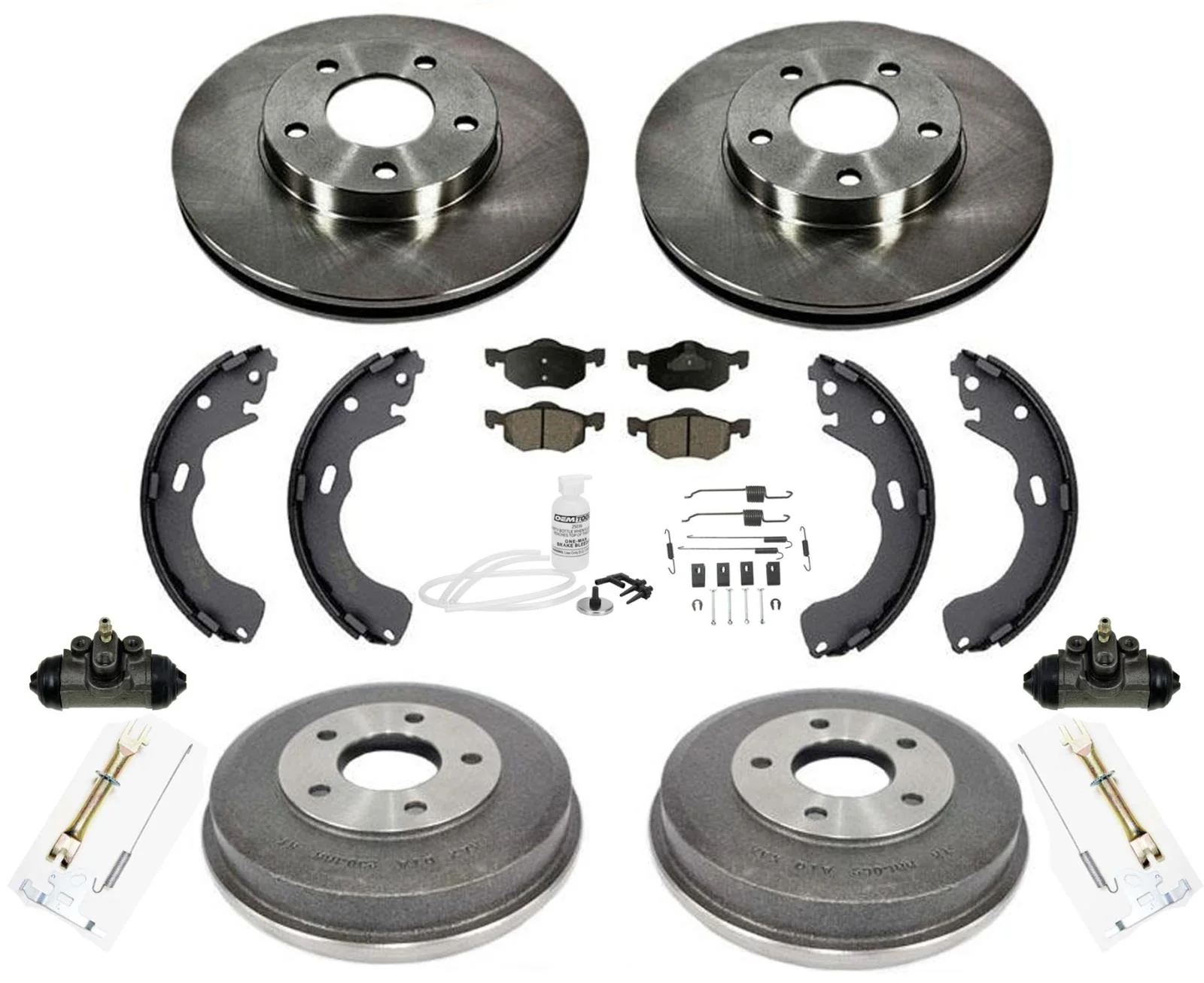 For 01-2007 Ford Escape With Rear Drum Brakes Rotor Drums Pads Shoes Spring 12pc