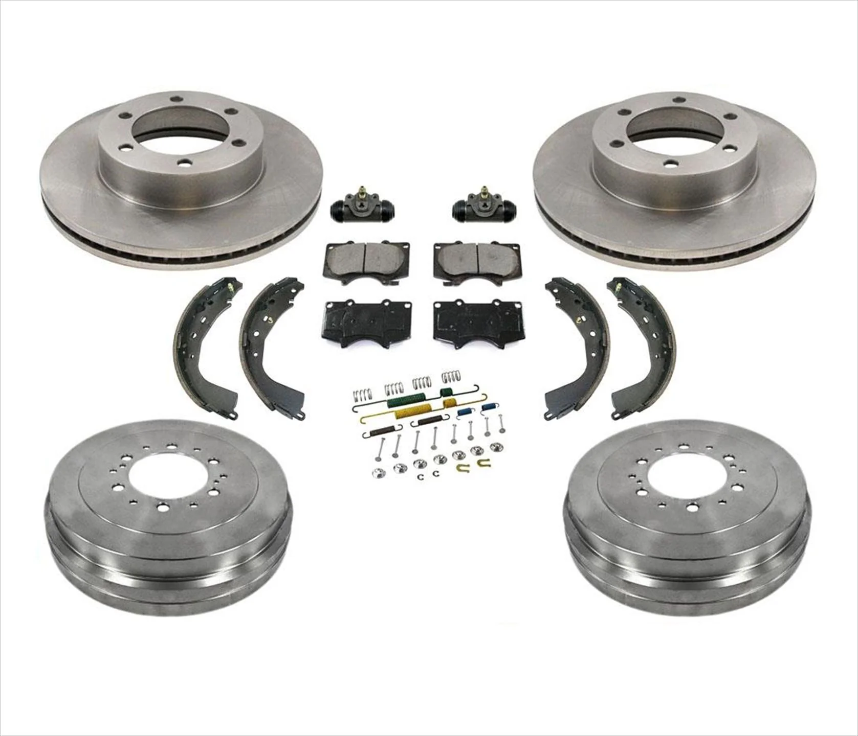 For 2004-06 Tundra Front Brake Rotors & Ceramic Pads Drums Shoes Springs Cyl 9Pc