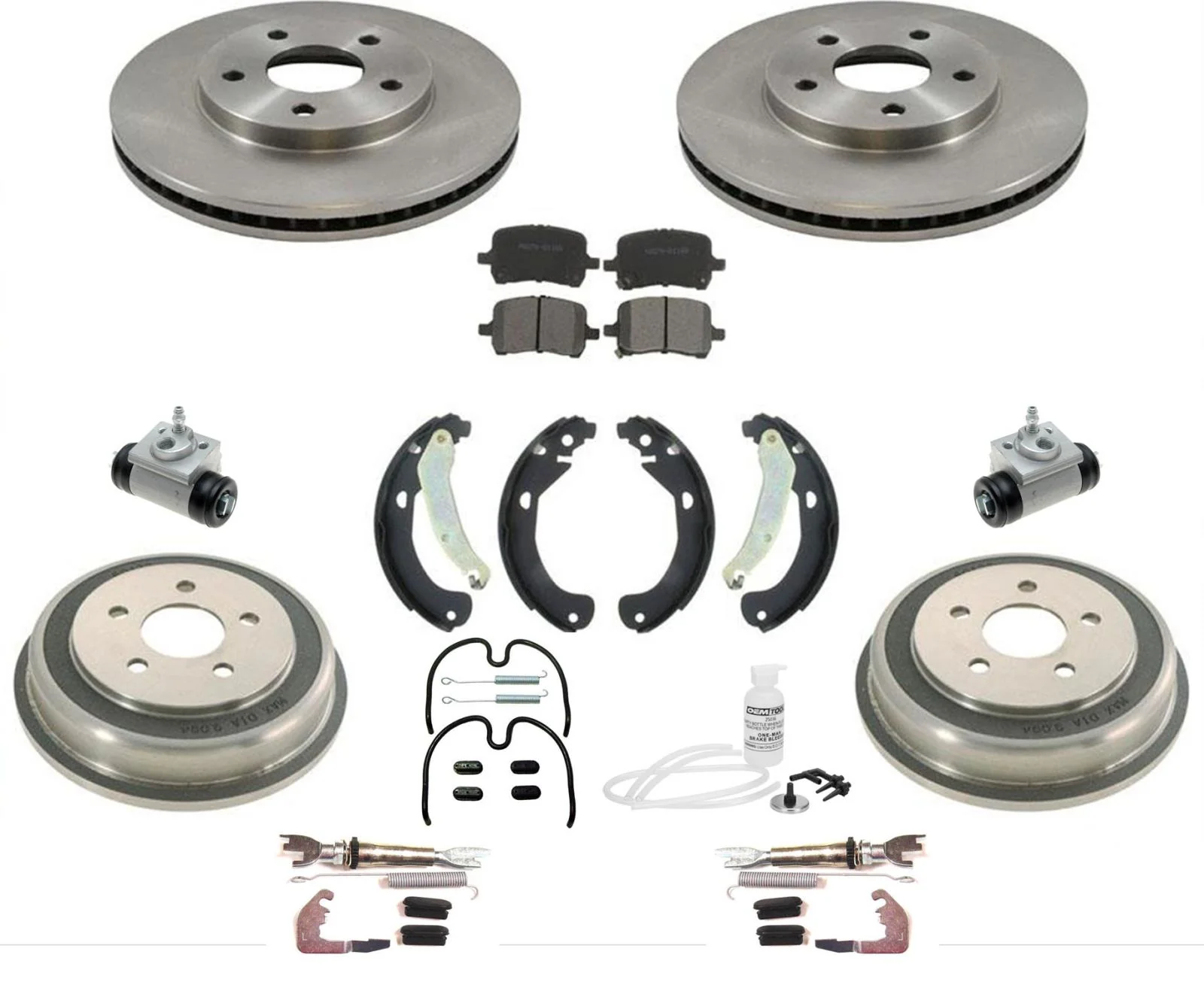 For 06-08 HHR With Front Disc Rotors & Drums W Ceramic Pads Organic Shoes 12Pc