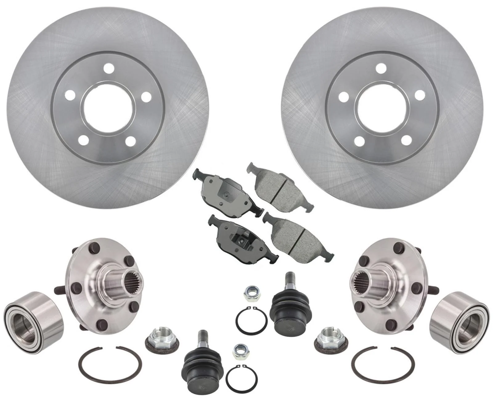 For 10-13 Ford Transit Front Disc Brake Rotors & Brake Pads Hub Bearing Kits BJ