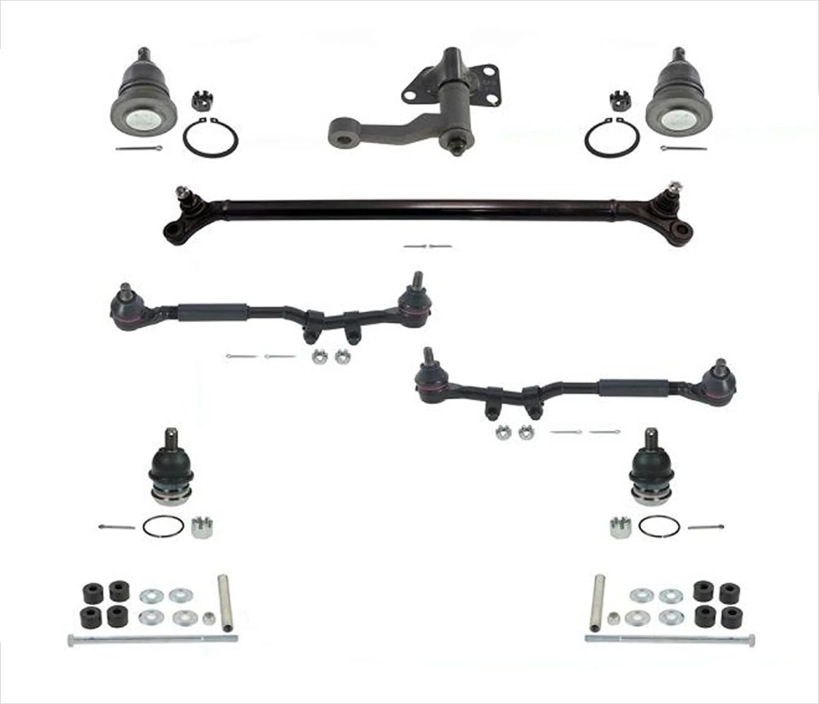 For Nissan Frontier 99-04 Rear Wheel Drive Links Idler Arm Tie Rods 10 Pcs KIT