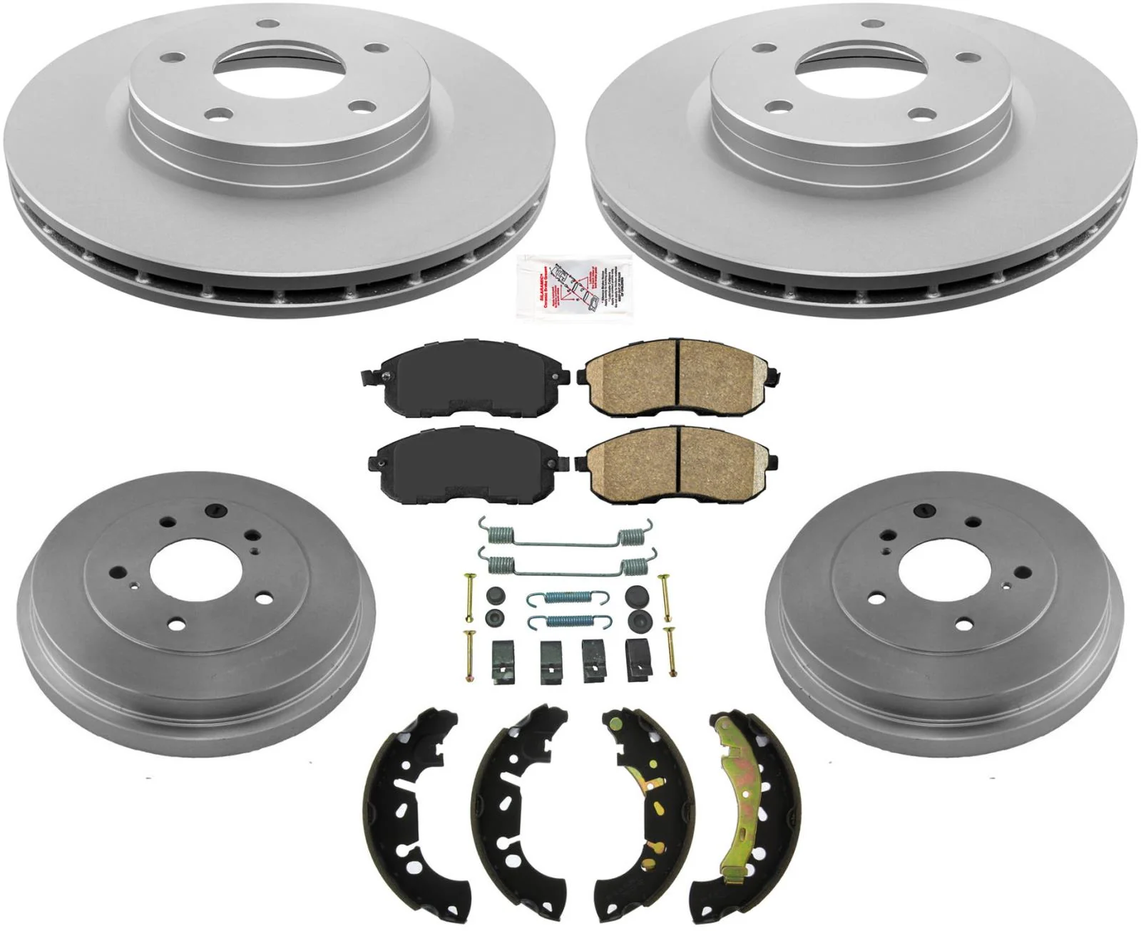 Front Coated Rotors Brake Drums Ceramic Pads Shoes For Nissan Sentra 13-19 1.8L