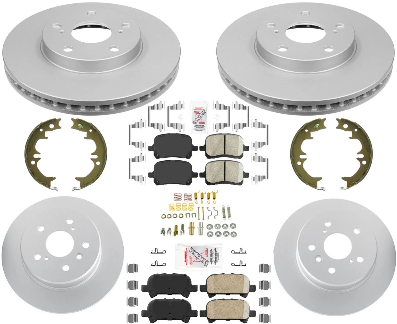 For Toyota Avalon 2000-04 Front & Rear Disc Brake Rotors Coated Disc Brake Pads