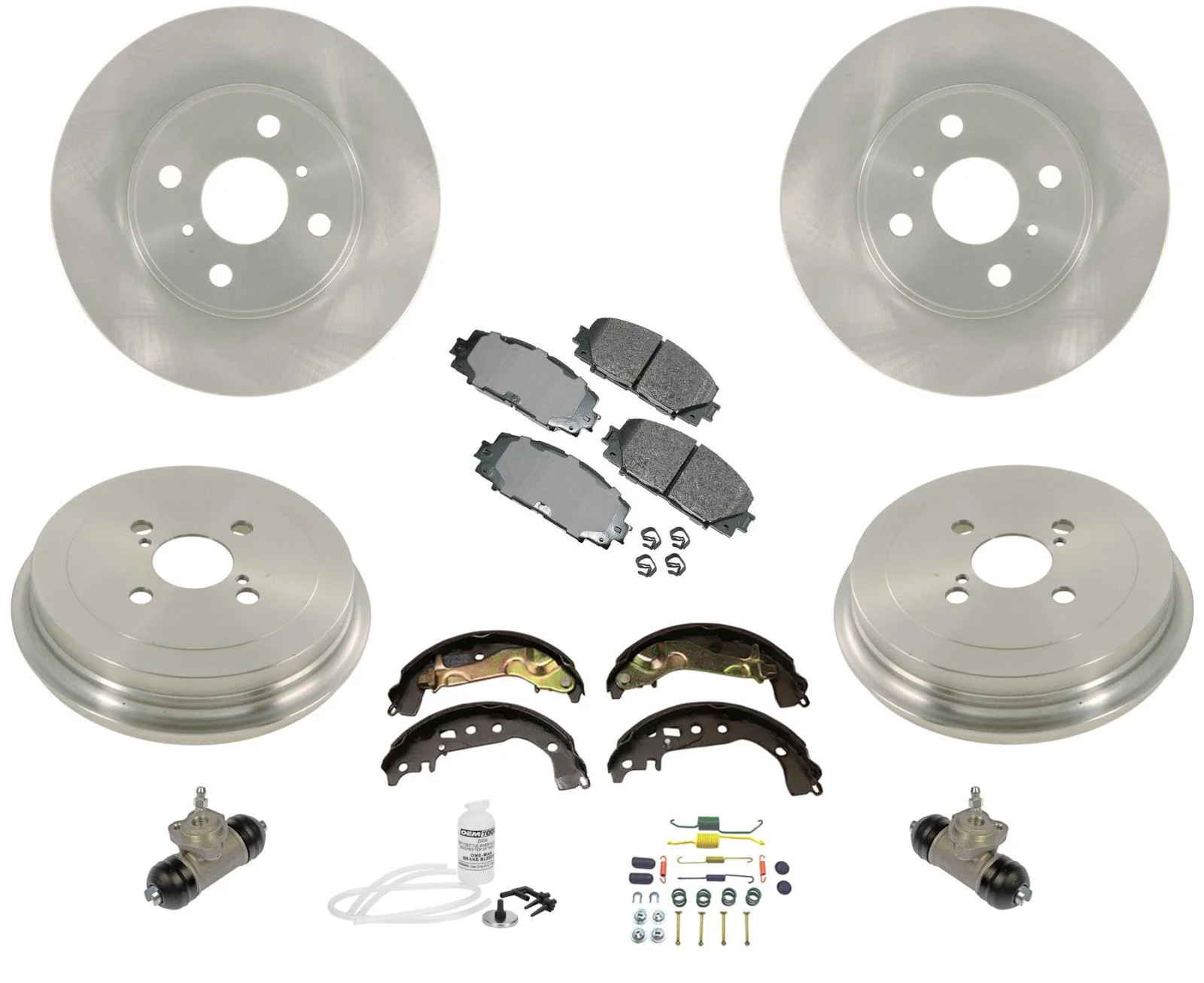 For Toyota Yaris 15-18 Disc Rotors Pads Drums Brake Shoes Springs Cylinders 10pc