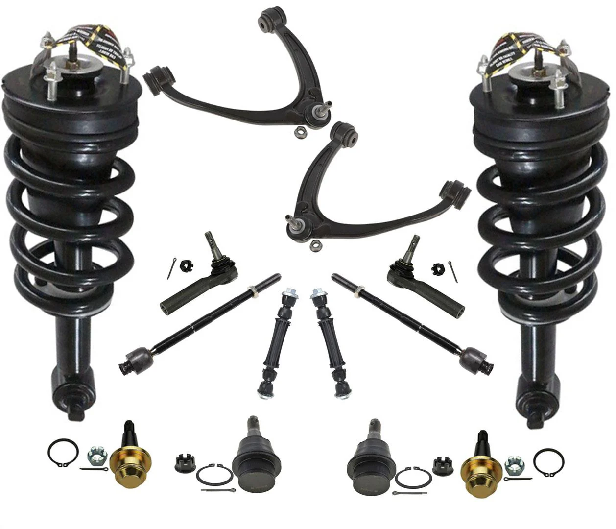 Frnt Struts Upper Arms BJ Tie Rods Links For 14-16 Silverado 1500 4 Wheel Drive