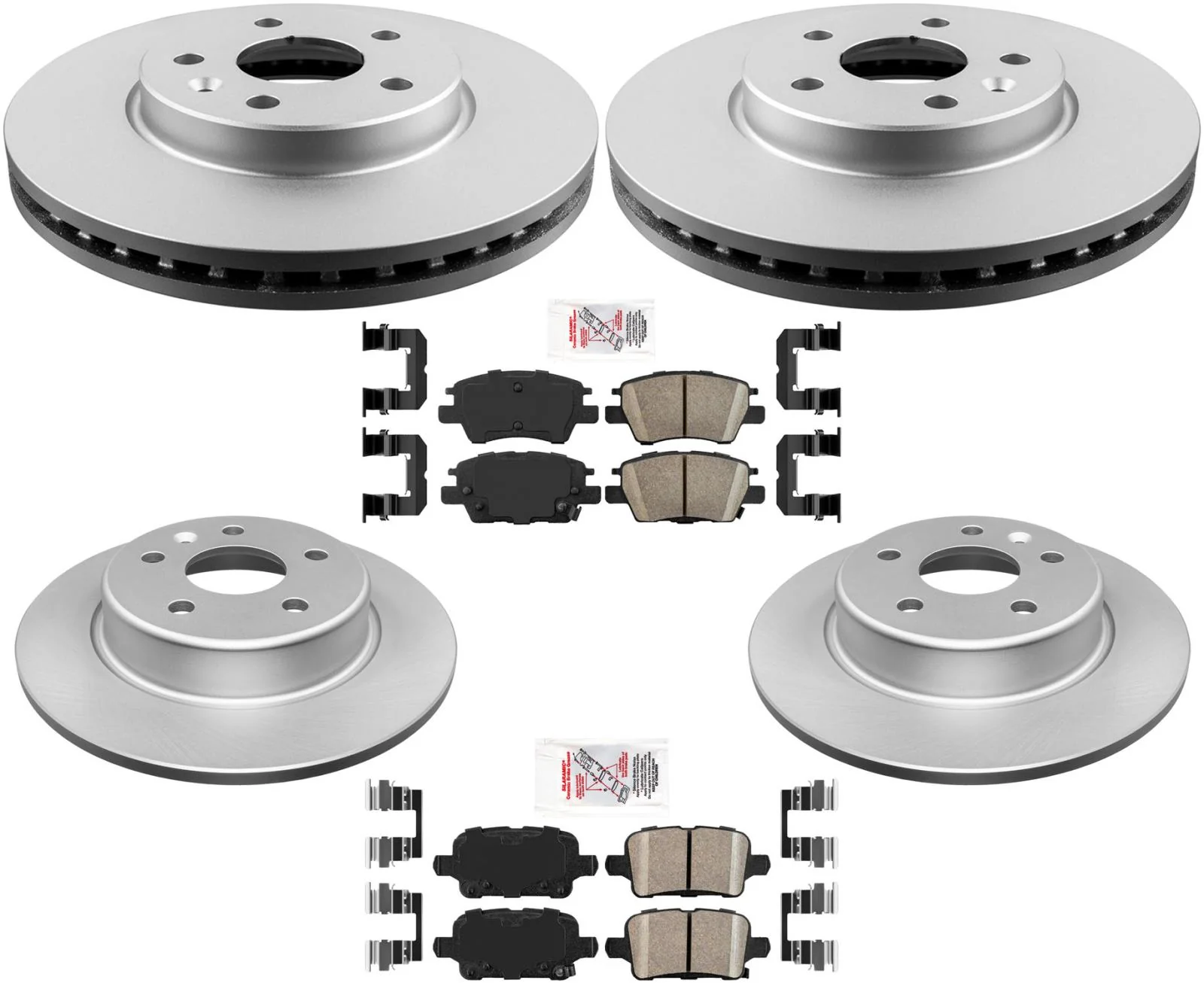 Front and Rear Disc Brake Rotors + Brake Pads for 16-19 Chevrolet Cruze 6PC Kit