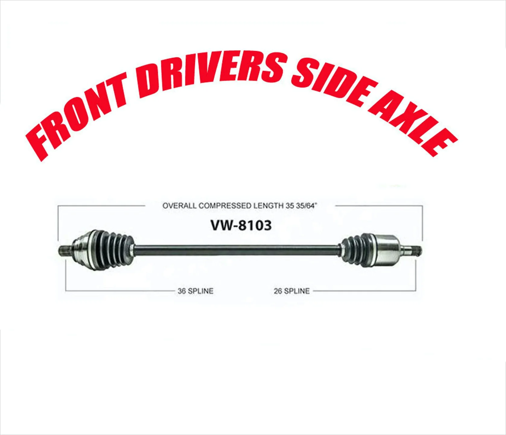 Front Axle Left Drivers Side CV Drive Axle For 15-17 Q3 Front Wheel Drive Only