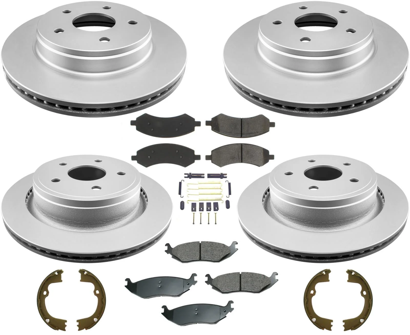 Front & Rear Brake Rotor Brake Pads & Brake Shoes For 2011-2018 RAM 1500 5 Studs