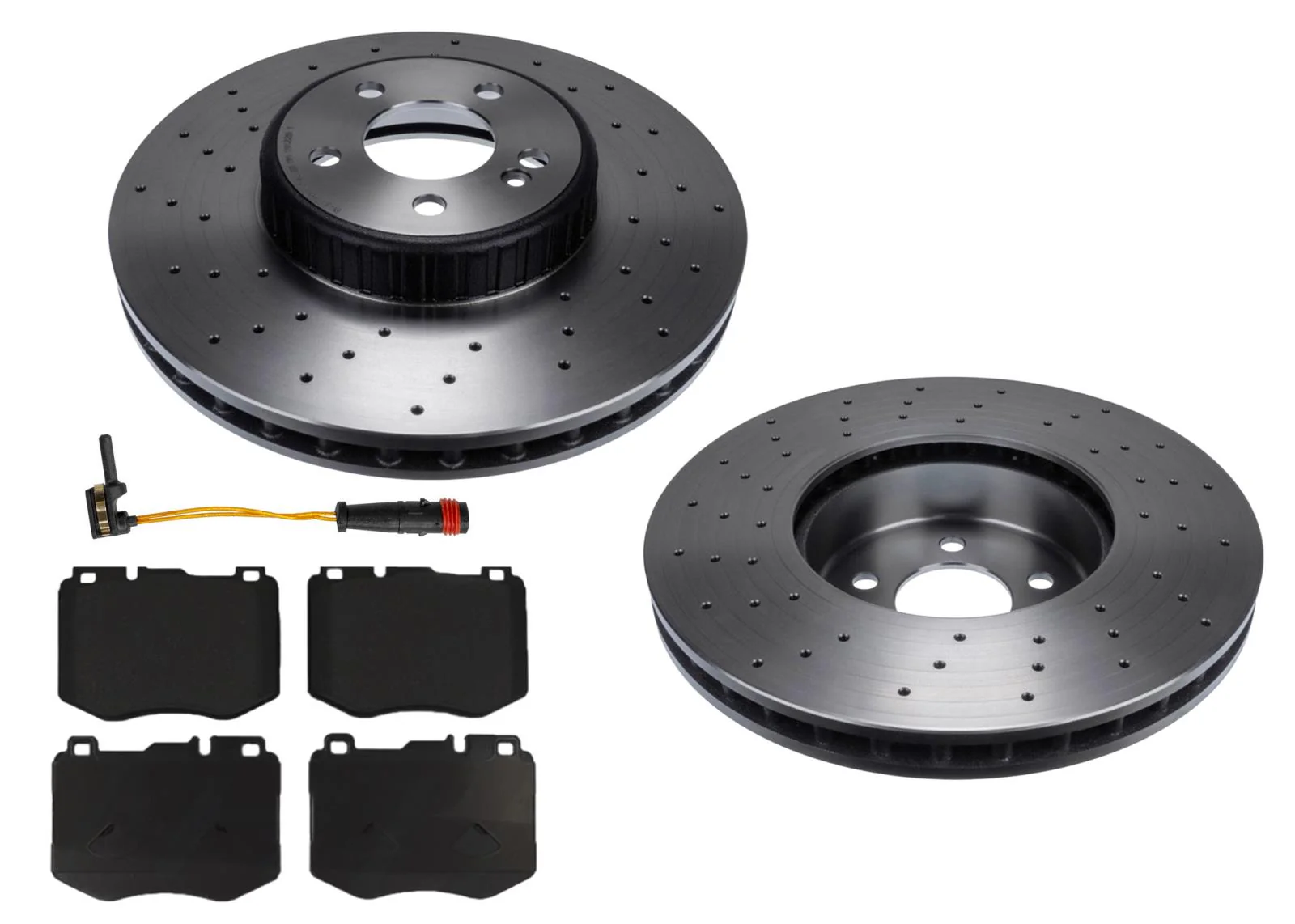 Front Carbon Coated Brake Rotors & EPS Brake Pads For C300 2015-2021 Dual Piston