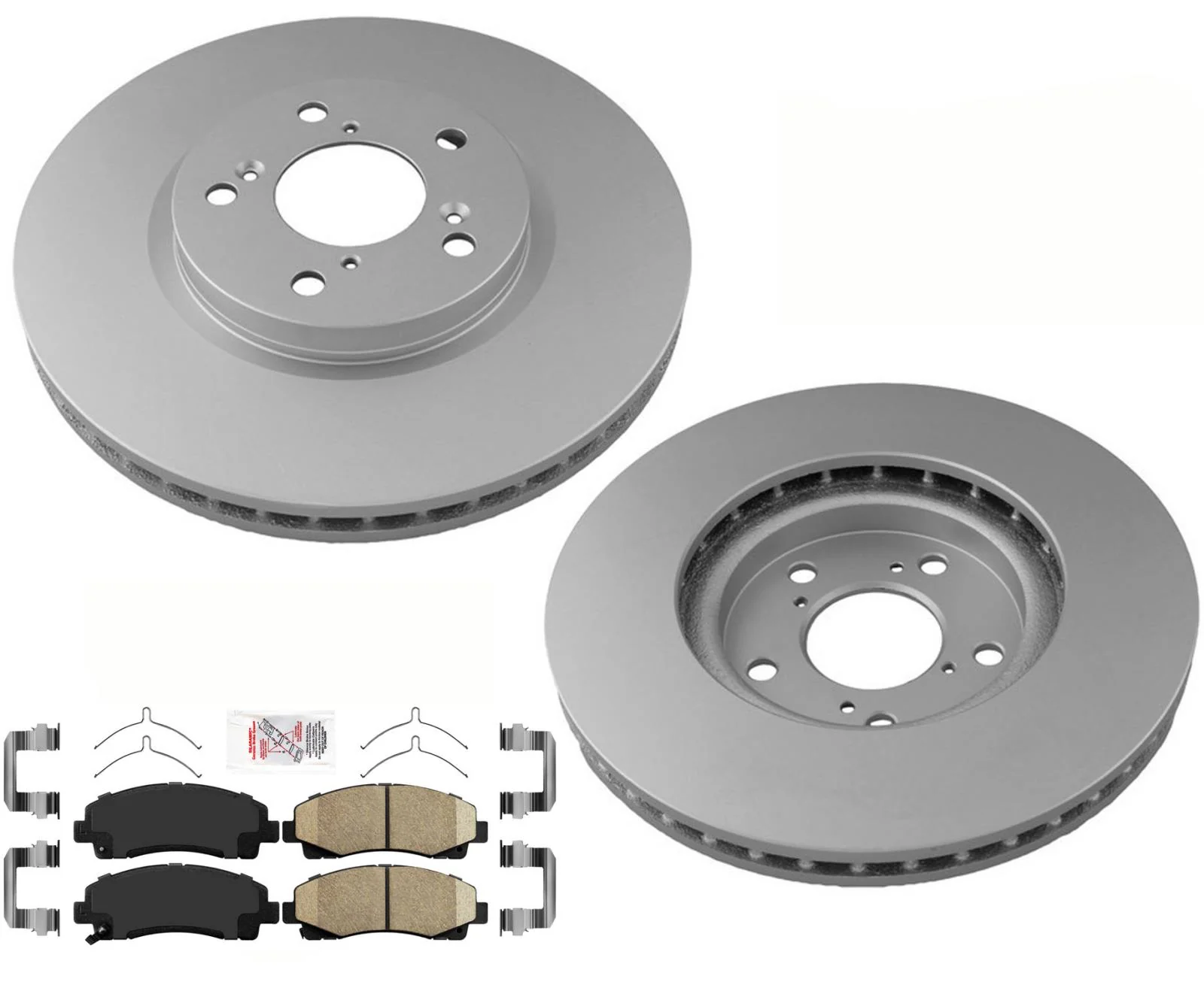 Front Coated Disc Brake Rotors Ceramic Pads, Hardware for Honda Ridgeline 12-14