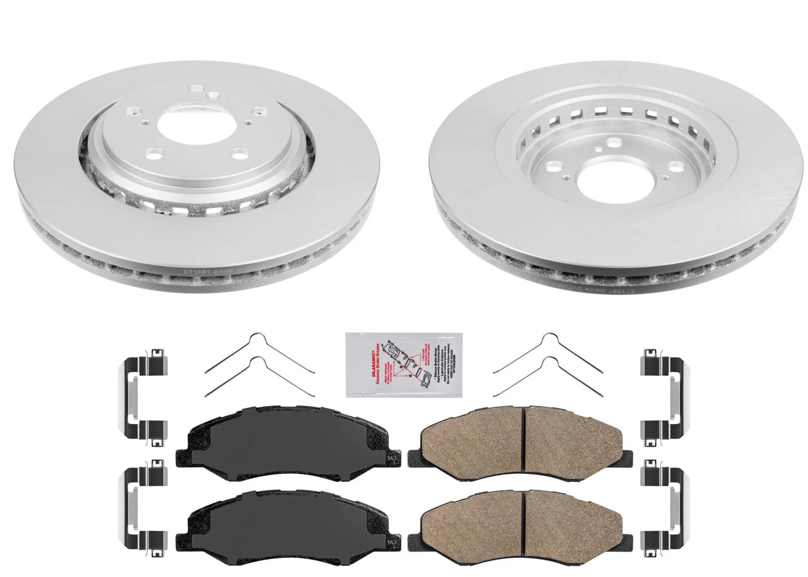 Front Coated Rotor Brake Rotors & Ceramic Brake Pads For 2018-2022 Honda Odyssey