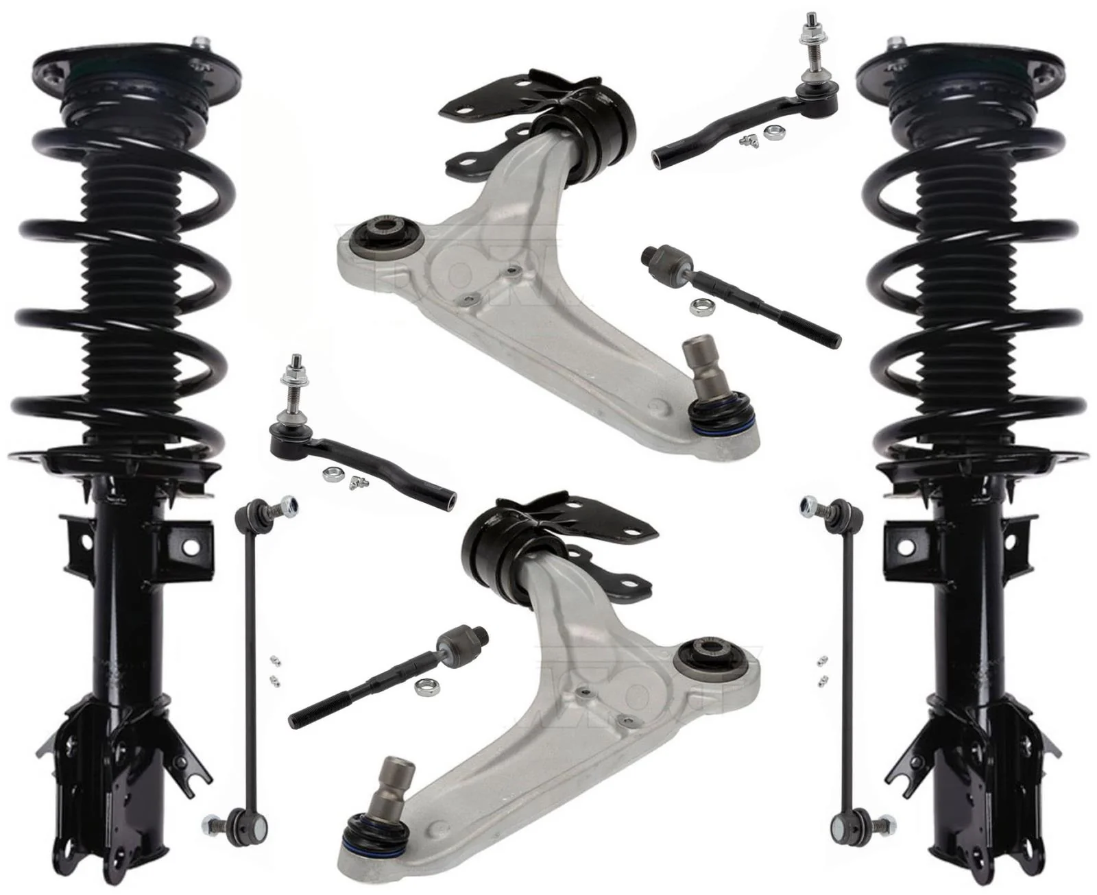 Front Complete Strut Lower Control Arms Tie Rods & Links For Ford Edge 15-2021