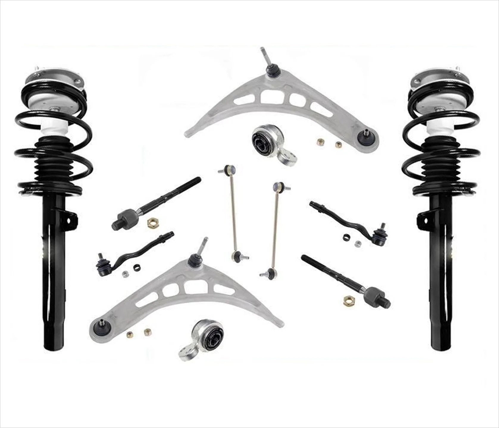 Front Complete Struts & 10 Pcs Chassis Kit For BMW 3 Series Standard Suspension