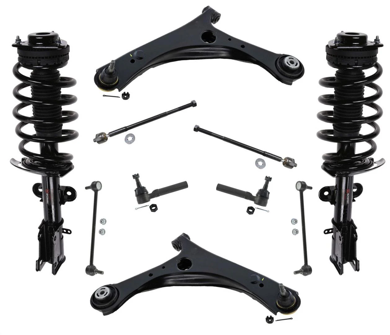 Front Complete Struts Control Arms Tie Rods Links for Dodge Grand Caravan 08-19