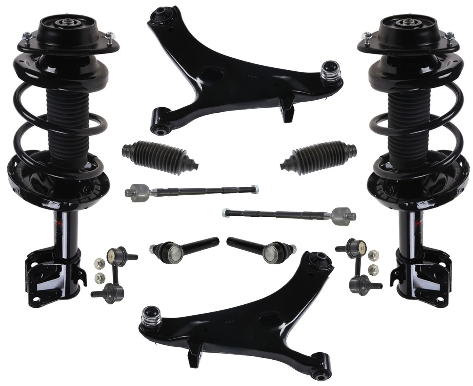 Front Complete Struts Lower Arms Tie Rods Links 12Pc fits 09-13 Subaru Forester