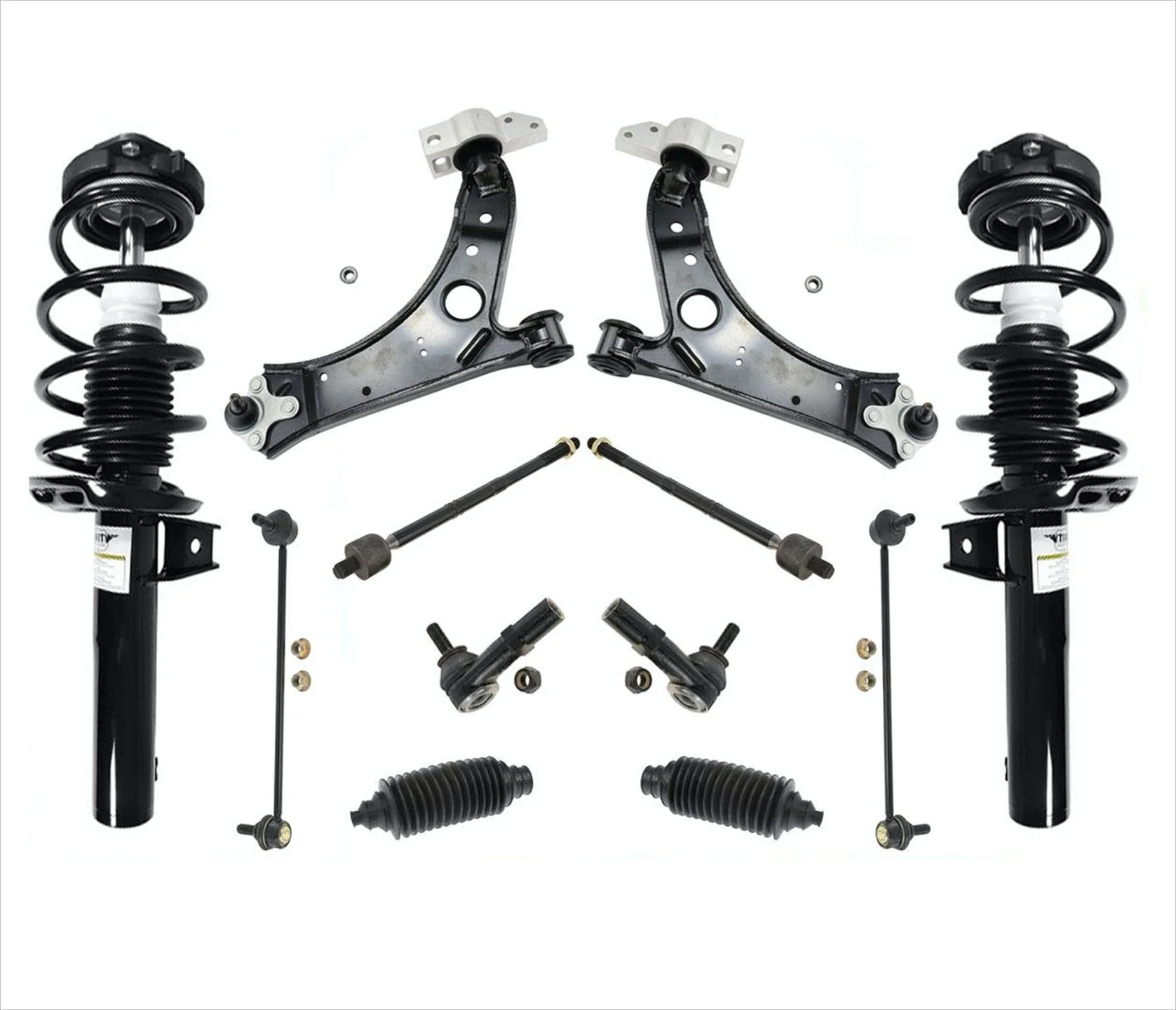 Front Complete Struts Lower Arms Tie Rods & Links For 06-14 Volkswagen Jetta