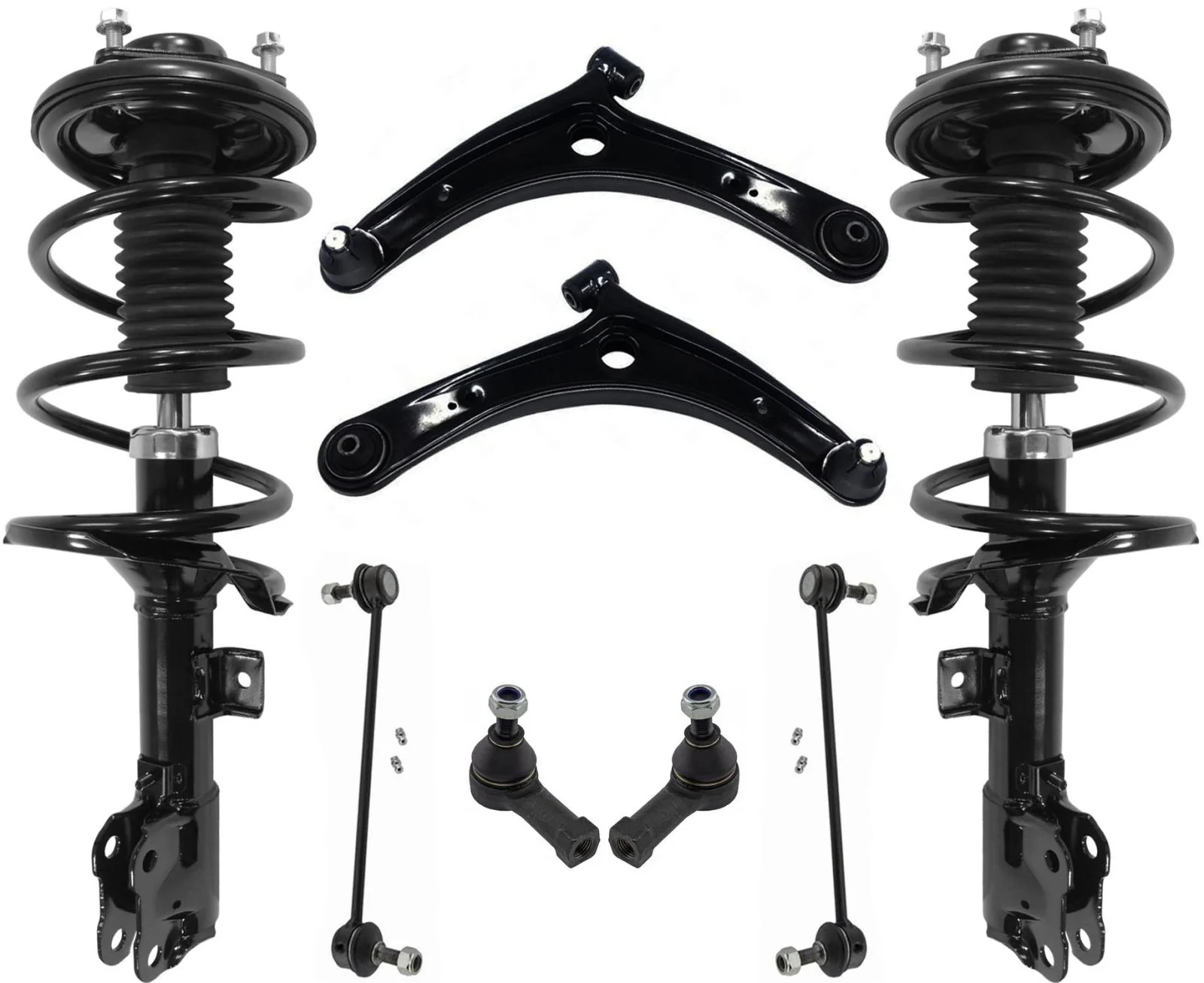 Front Complete Struts Lower Control Arms Tie Rods Links For Lancer ES 2008-2017