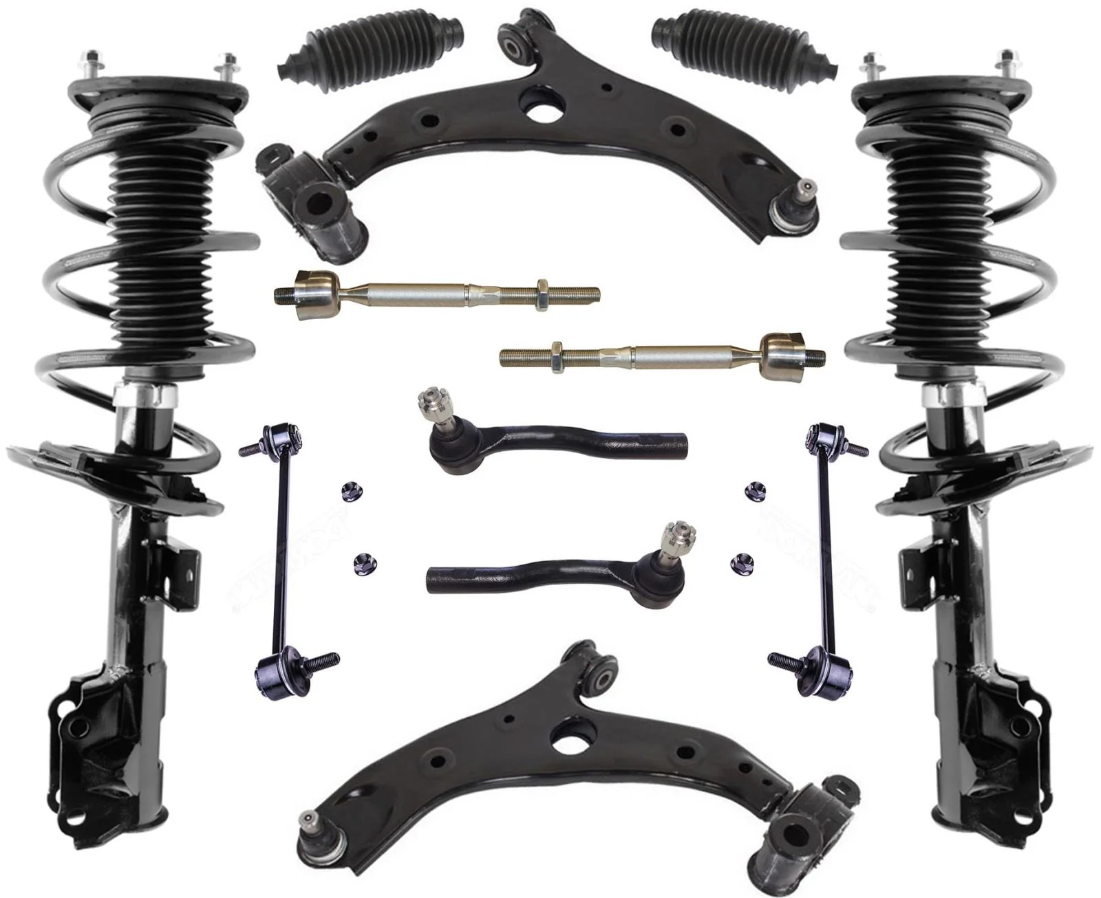 Front Complete Struts Lower Control Arms Tie Rods & Links For Mazda 3 2014-2018