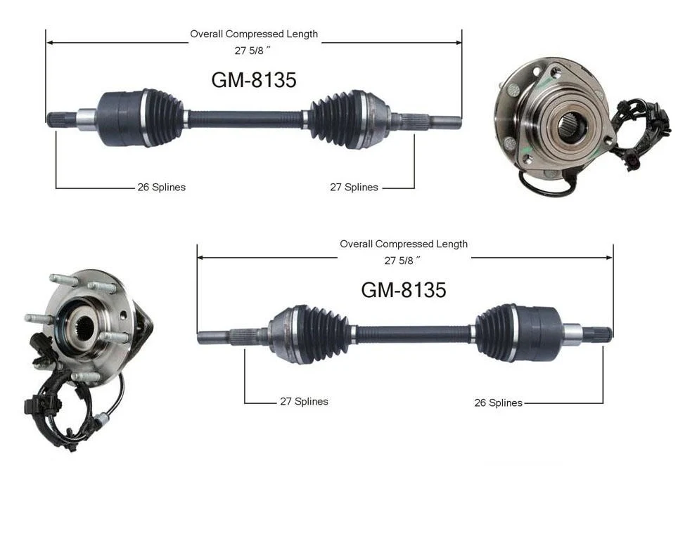 Front CV Axles & Front Wheel Hub Assembly For 2002-2009 Chevrolet Trailblazer