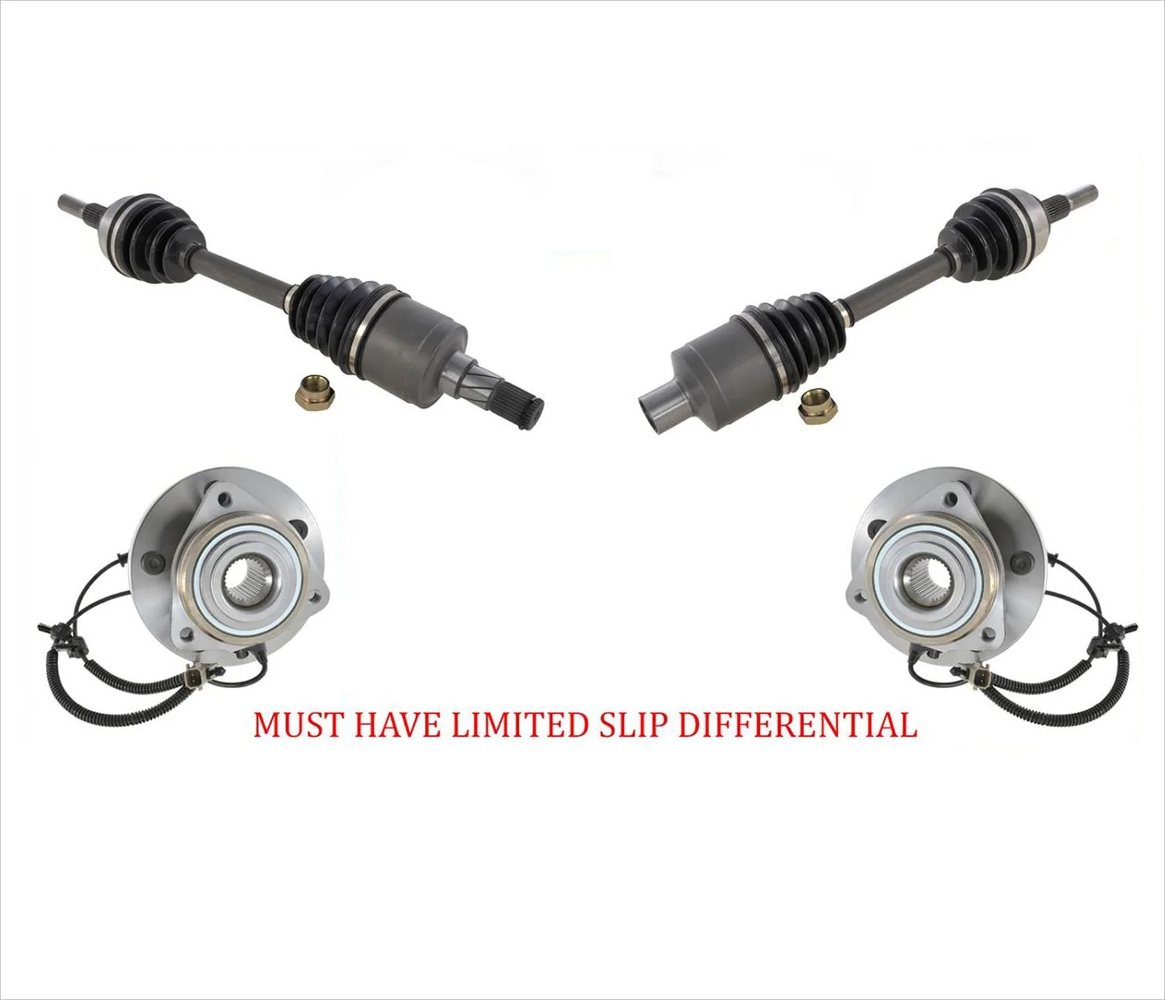 Front CV Axles & Hub Bearings For LIMITED SLIP DIFFERENTIAL Jeep Commander 06-10