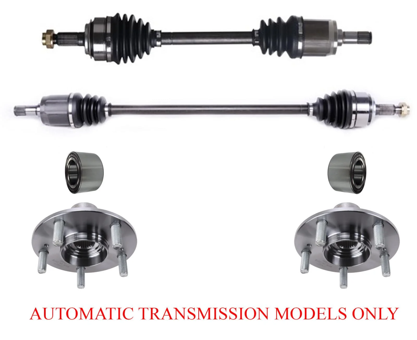 Front CV Axles Hubs Bearings fits 06-11 Honda Civic 1.8L Automatic Transmission