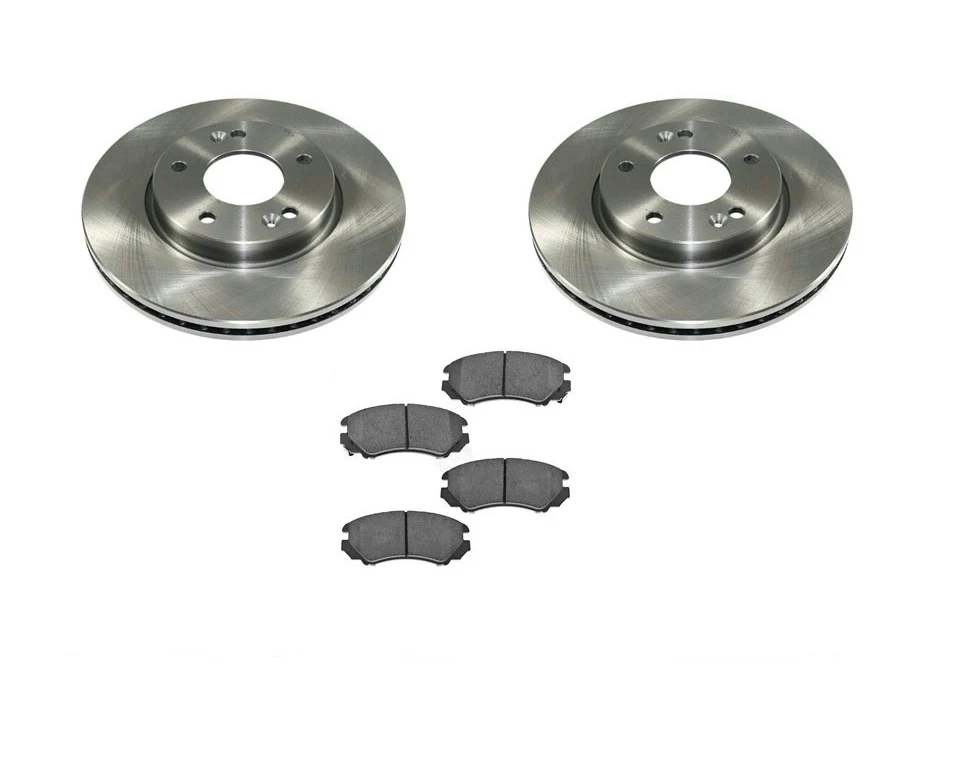 Coated Front Improved Disc Rotors & Brake Pads for Hyundai Elantra 1999-2006
