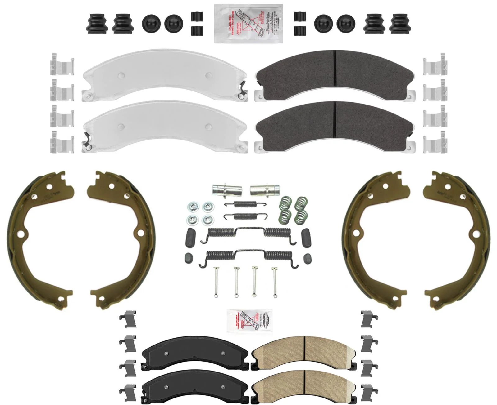 Front Galvanized Heavy Duty Pads + Rear Pads For 2016-2023 Nissan Titan XD