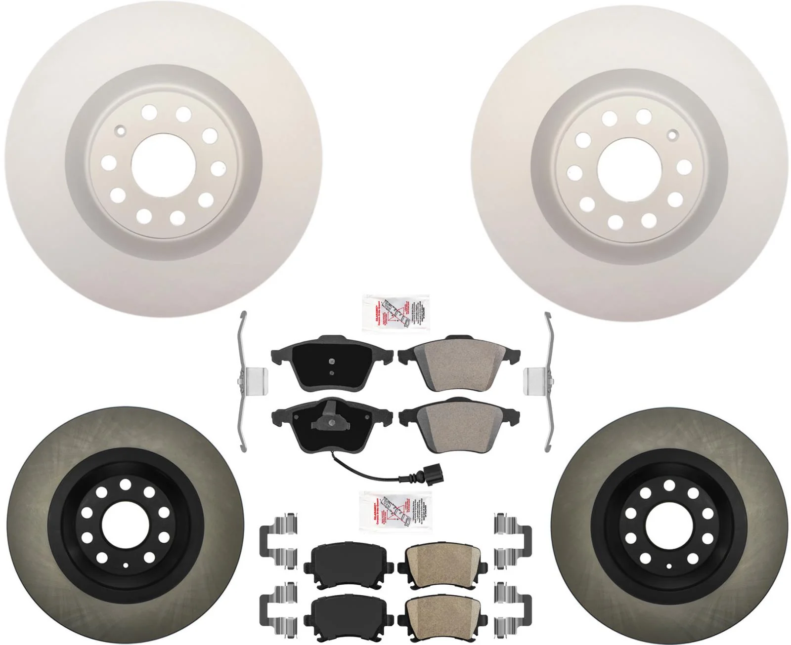 Front GEO Coated Disc Brake Rotors Disc Brake Pads For Volkswagen Golf R 12-13