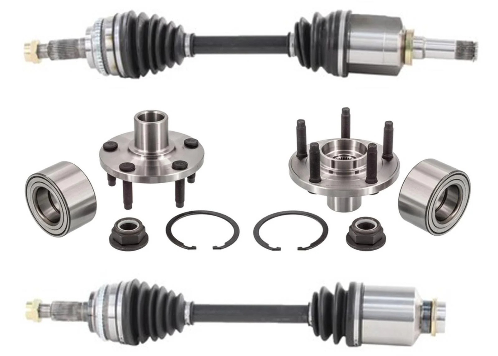Front Hub & Bearings & CV Axle Shaft Kit for 2011-2014 Ford Edge All Wheel Drive