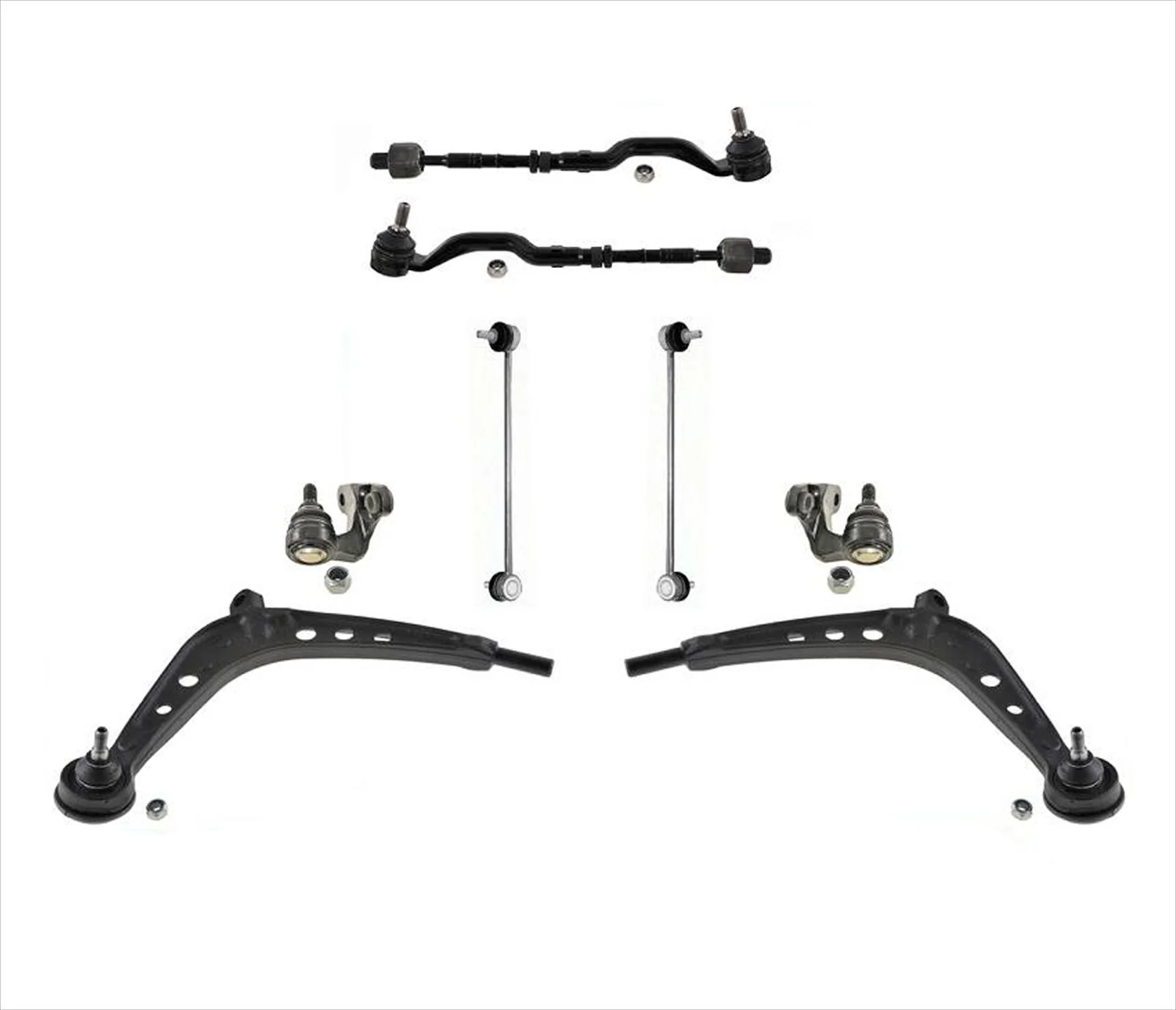 Front Lower Arms BJ Tie Rods & Links 8 Pcs For 01-05 325XI 330XI ALL WHEEL DRIVE