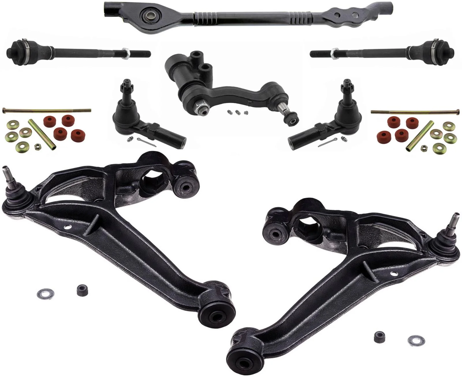 Front Lower Control Arms Tie Rods idle Arm & Links For Silverado 2500HD 11-2019