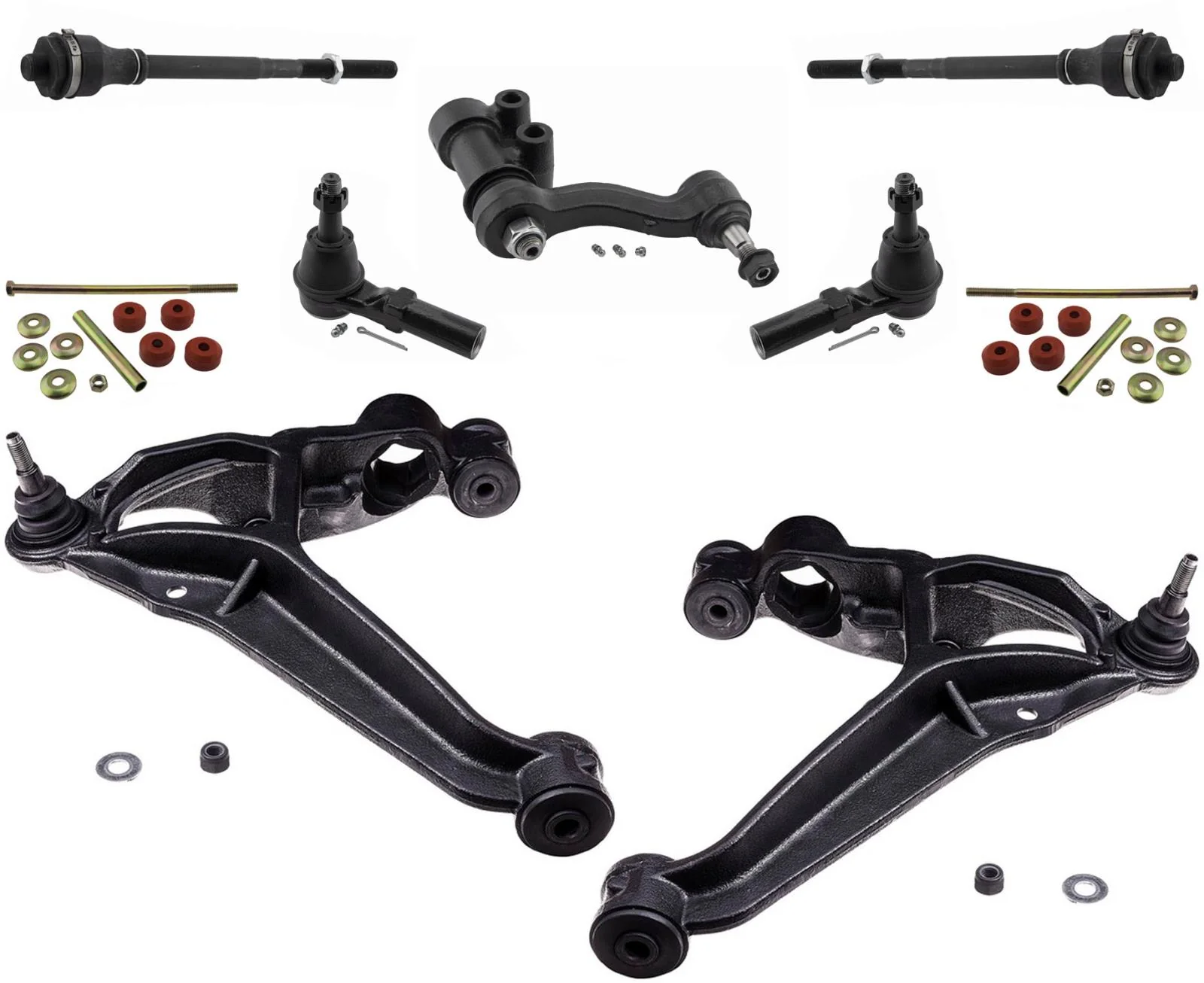 Front Lower Control Arms Tie Rods Links & Idle Arm For Silverado 2500HD 11-2019