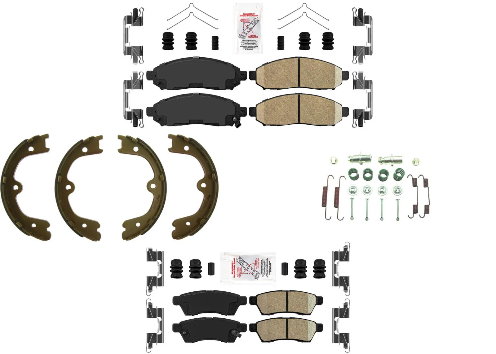 Front Rear AmeriBRAKES Pads Parking Shoes Springs For Nissan Frontier 2005-2015