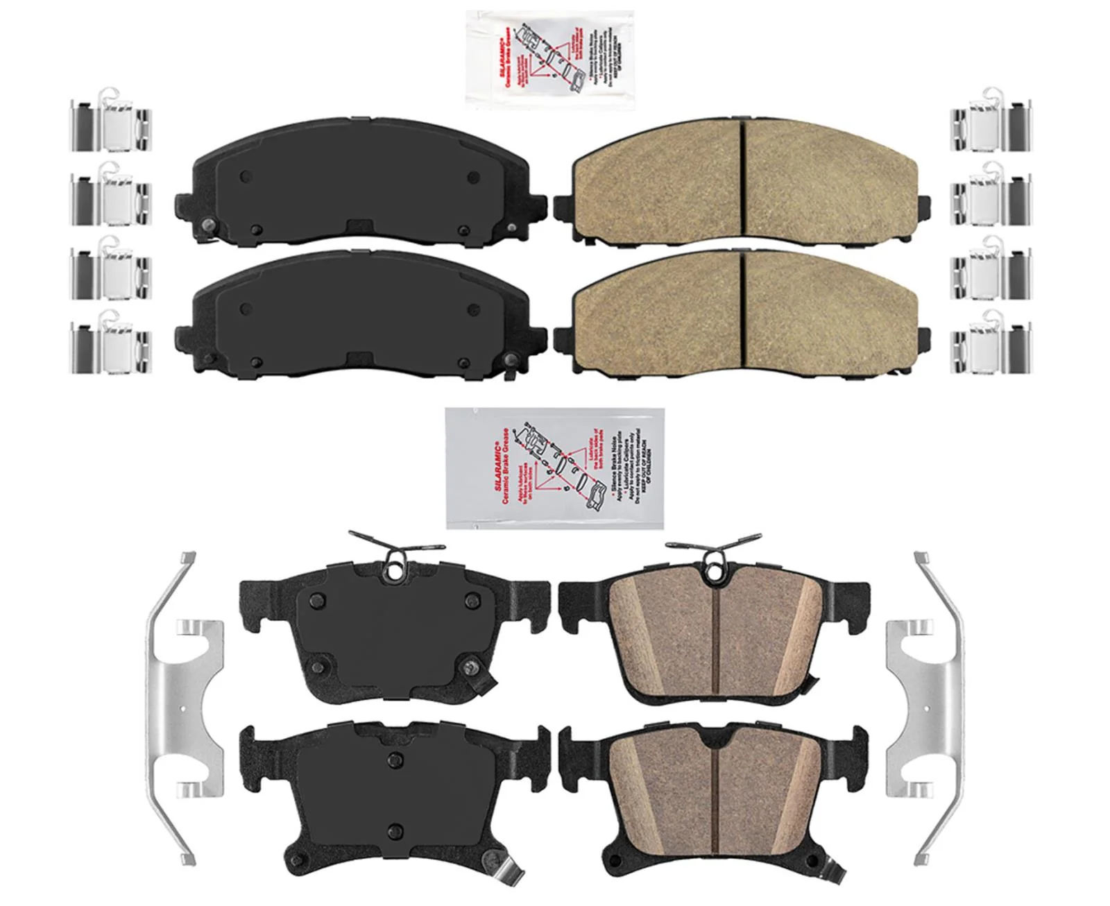 Front & Rear Ceramic Disc Brake Pads For Pacifica 2017-2024 Front Wheel Drive