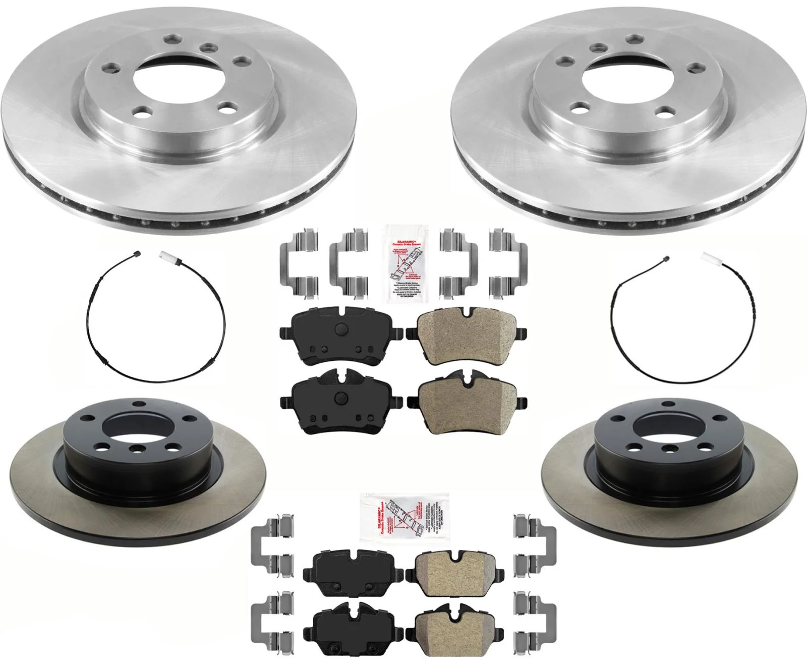Front & Rear Brake Disc Rotors & Pads Sensors For Mini Countryman S 2011-2016