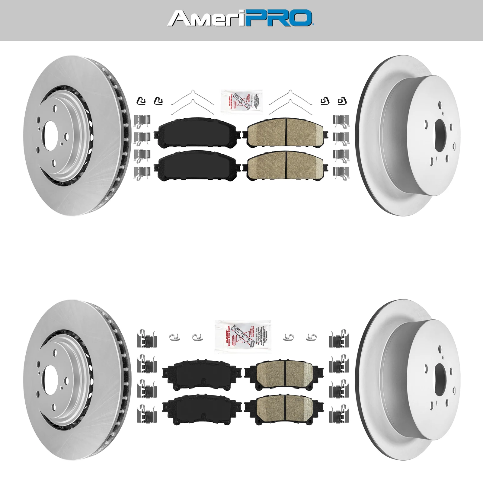 Front & Rear Brake Pad & Coated Rotors FOR 11-20 SIENNA HIGHLANDER RX350 & 450H