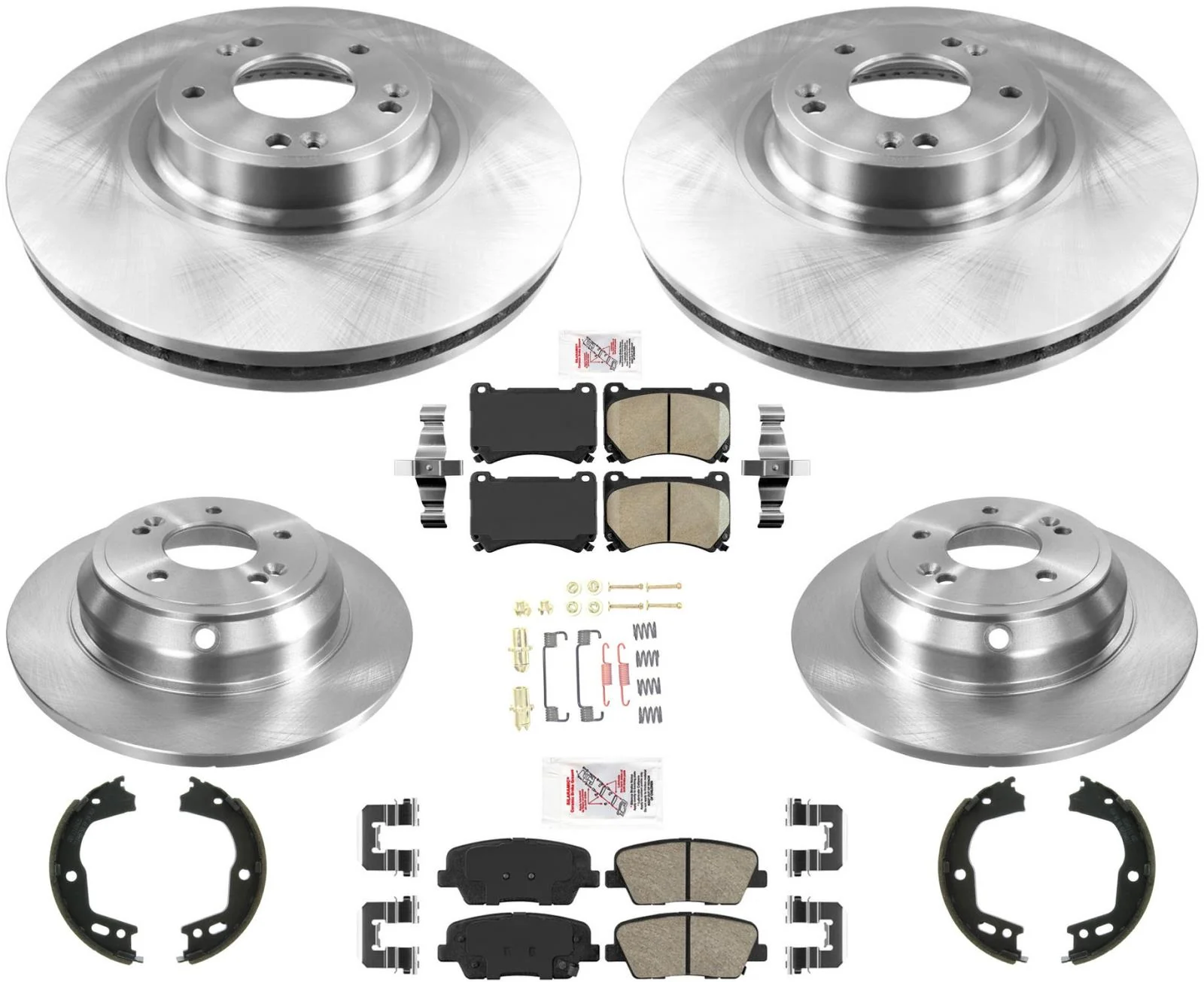 Front & Rear Brake Rotors Brake Pads Hardware For Hyundai Genesis 4.6L 2009