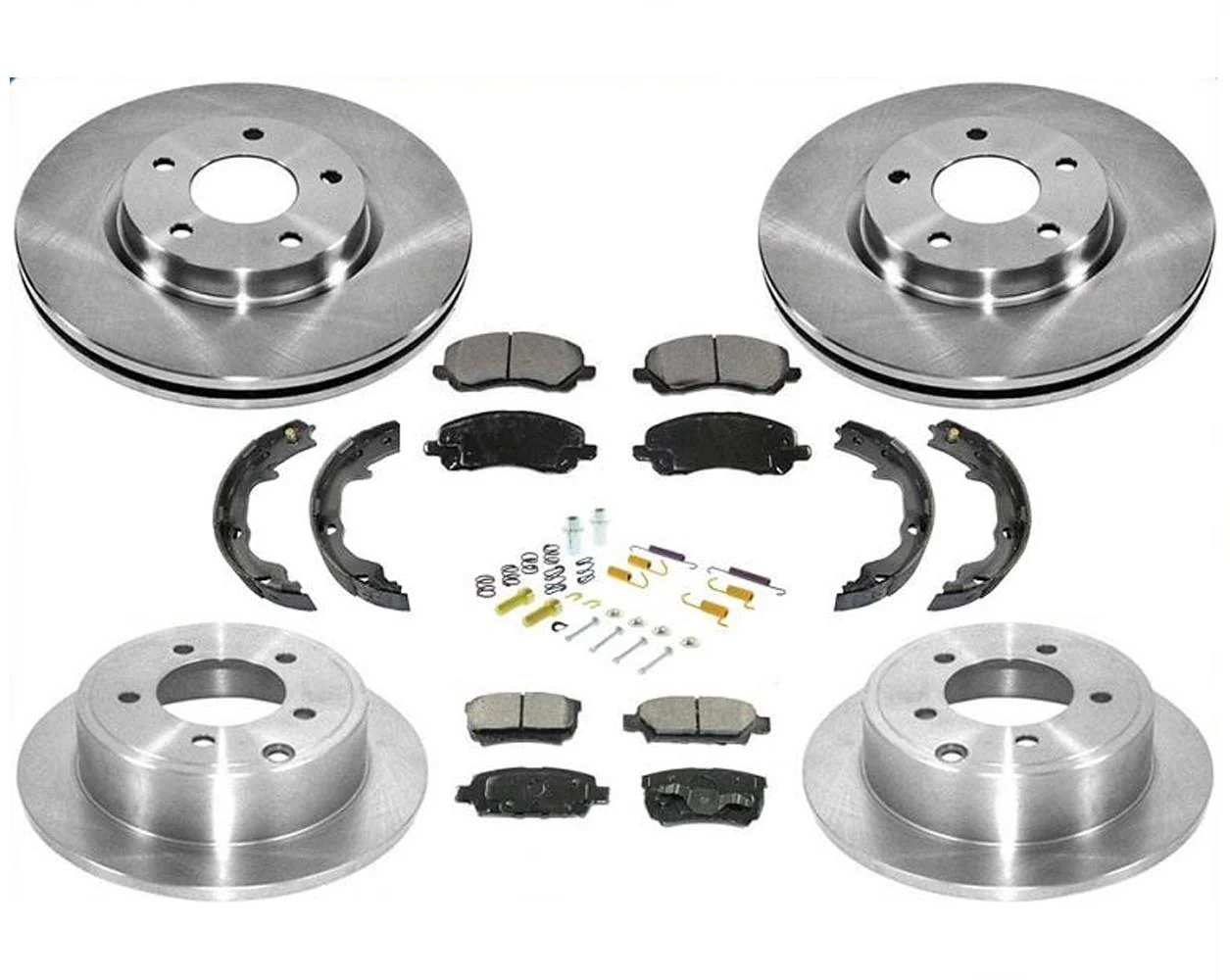 Front & Rear Brake Rotors Pads Parking Shoes Fits Jeep Compass 2007-2017