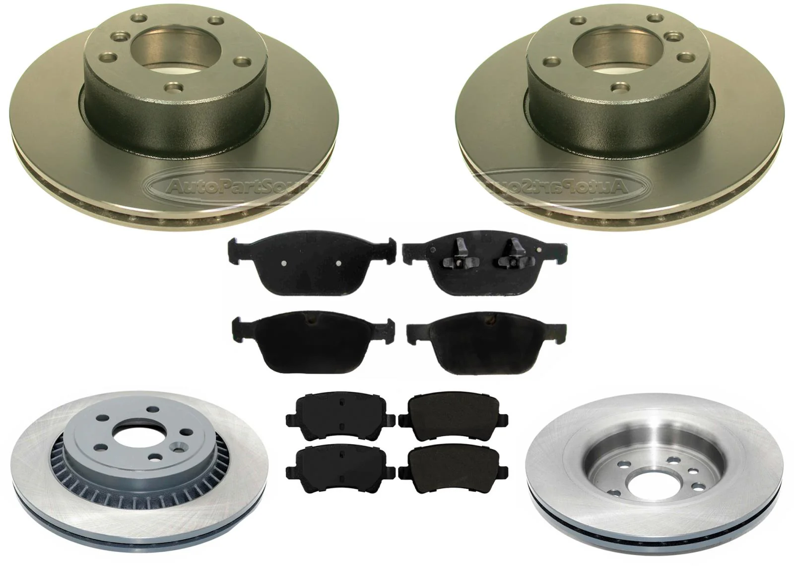 Front & Rear Carbon Coated Rotors & EPS Brake Pads For Volvo XC60 2010-2016