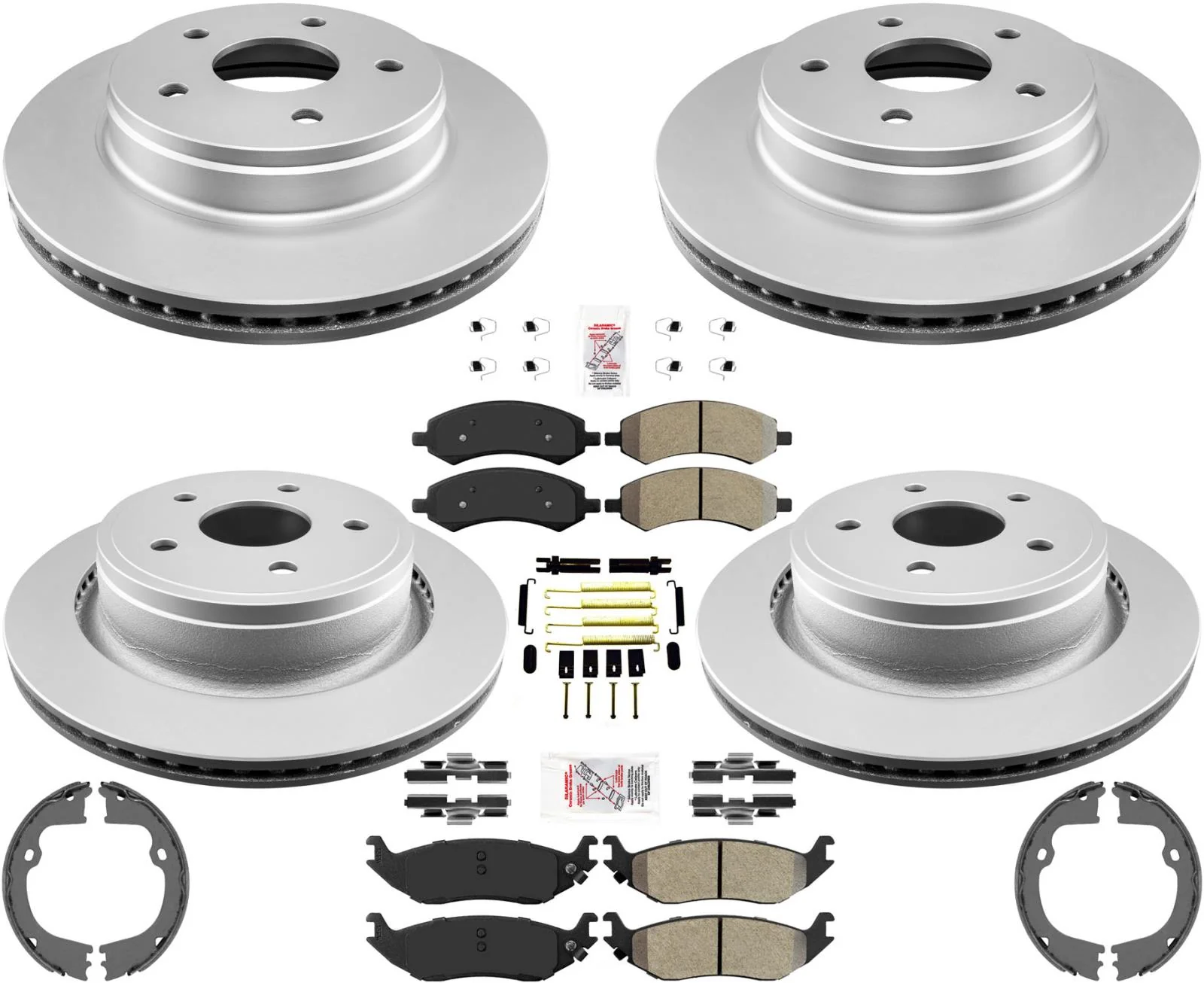 Front & Rear Coated Brake Rotors Brake Pads & Shoes For Ram 1500 Classic 19-2024