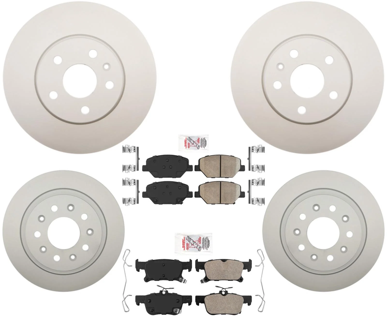 Front & Rear Coated Disc Brake Rotors & Brake Pads For Buick Envision 2019-2020