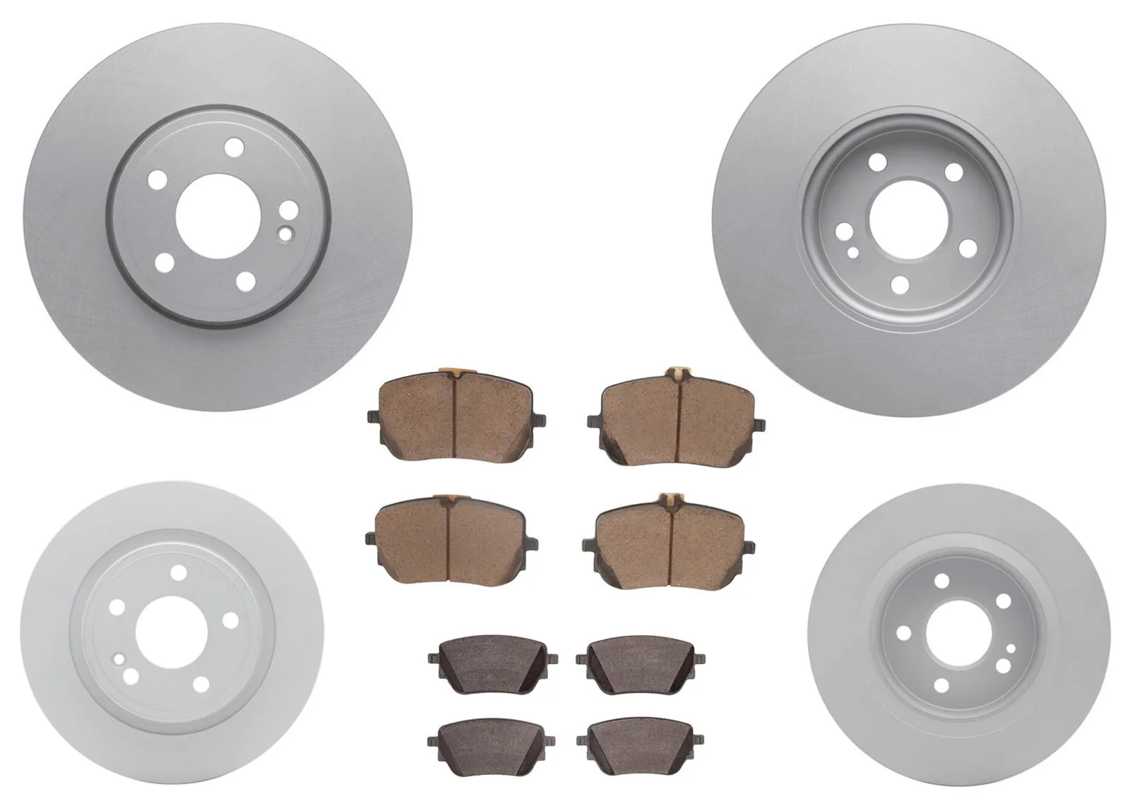 Front & Rear Coated Disc Brake Rotors & Pads for Mercedes Benz CLA250 2020-2025