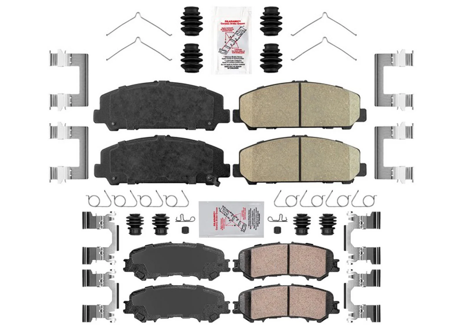Front & Rear Disc Brake Pads, Hardware, boots, grease For Nissan Titan 2017-2024
