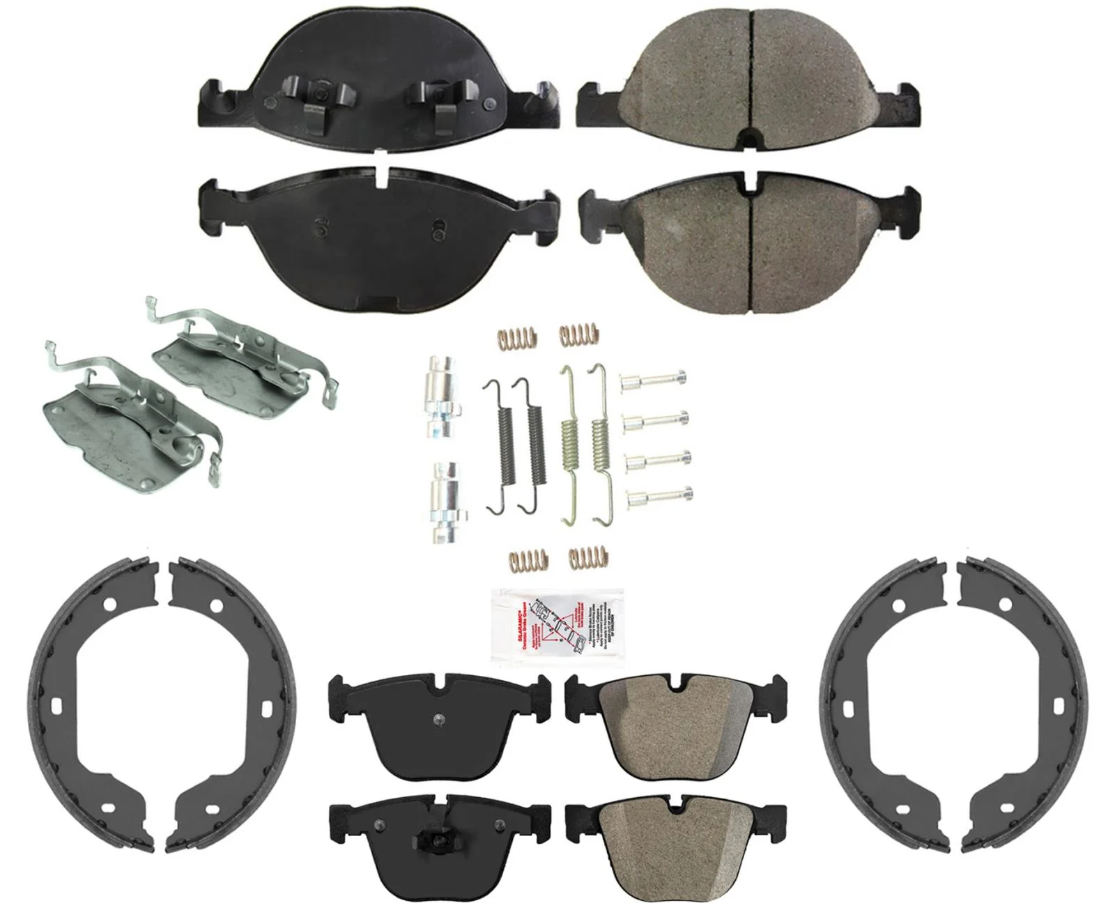 Front + Rear Disc Brake Pads Parking Brake Shoes For BMW X6 xDrive 5.0i 08-2017