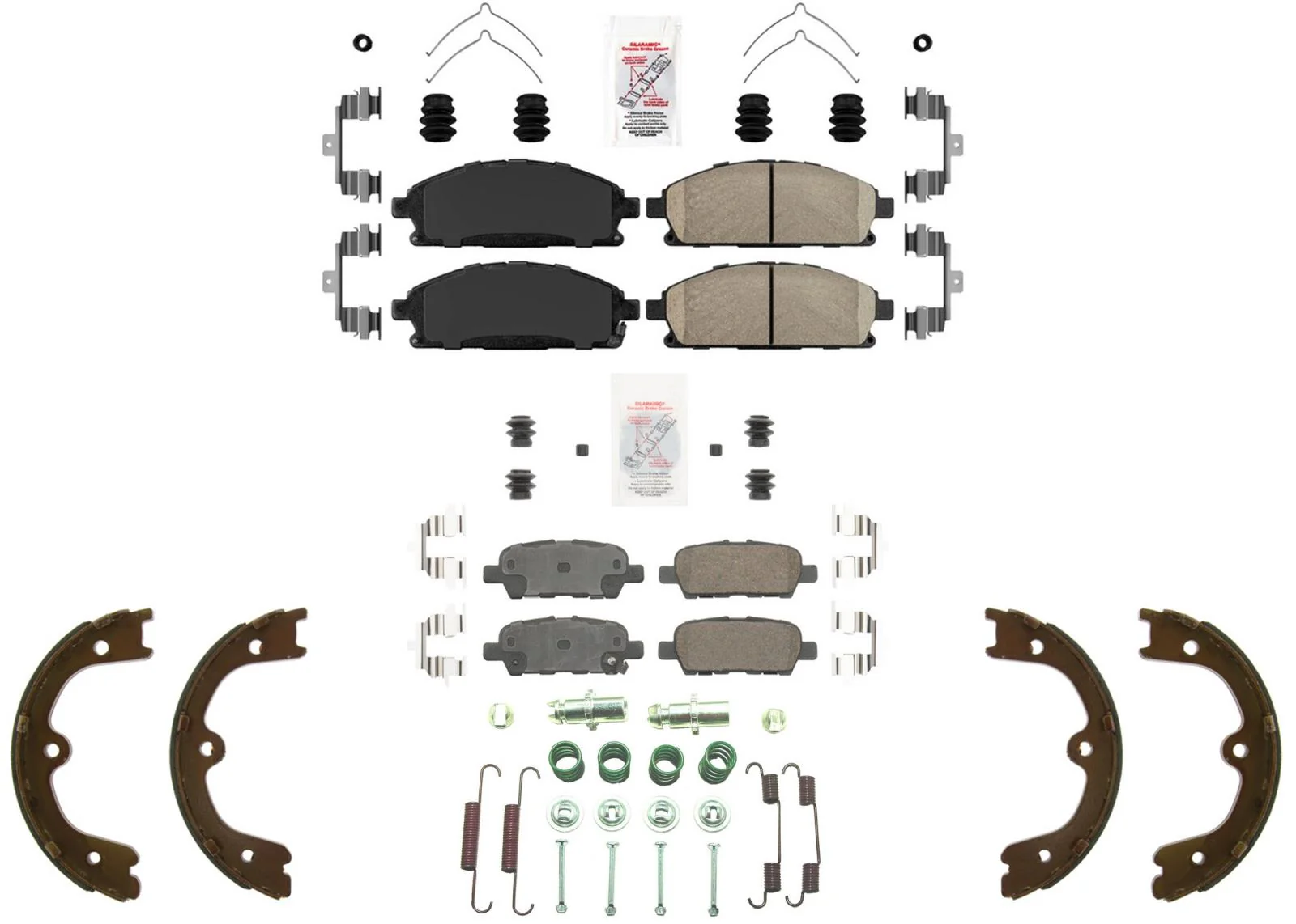 Front Rear Disc Brake Pads Parking-Emergency Shoes for Nissan Quest 2008 2009