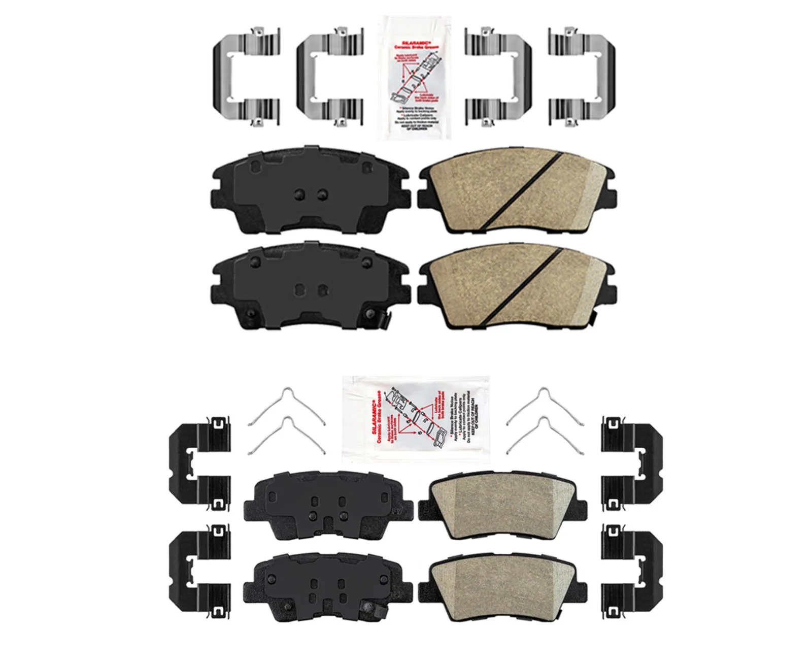 Front Rear Disc Brake Pads W Hardware Ceramic Pads For 16-19 Hyundai Tucson 2pc