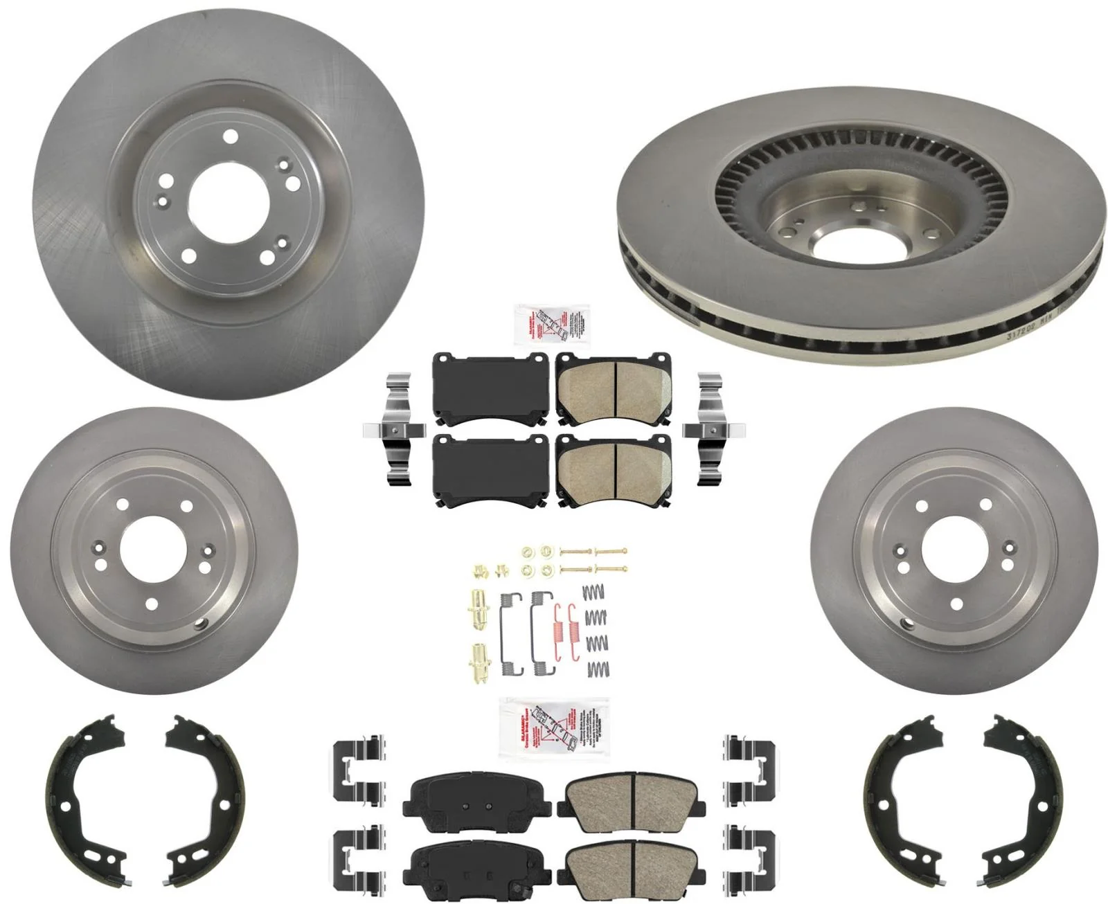 Front & Rear Disc Brake Rotors Brake Pads Hardware For Hyundai Equus 4.6L 2011
