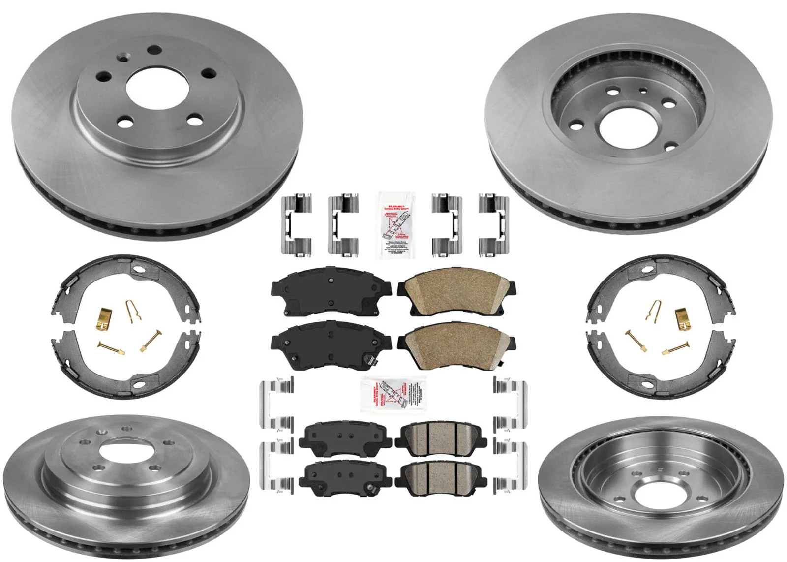 Front & Rear Disc Brake Rotors & Pads For Cadillac ATS 2013 w/ 321MM Frt Rotors